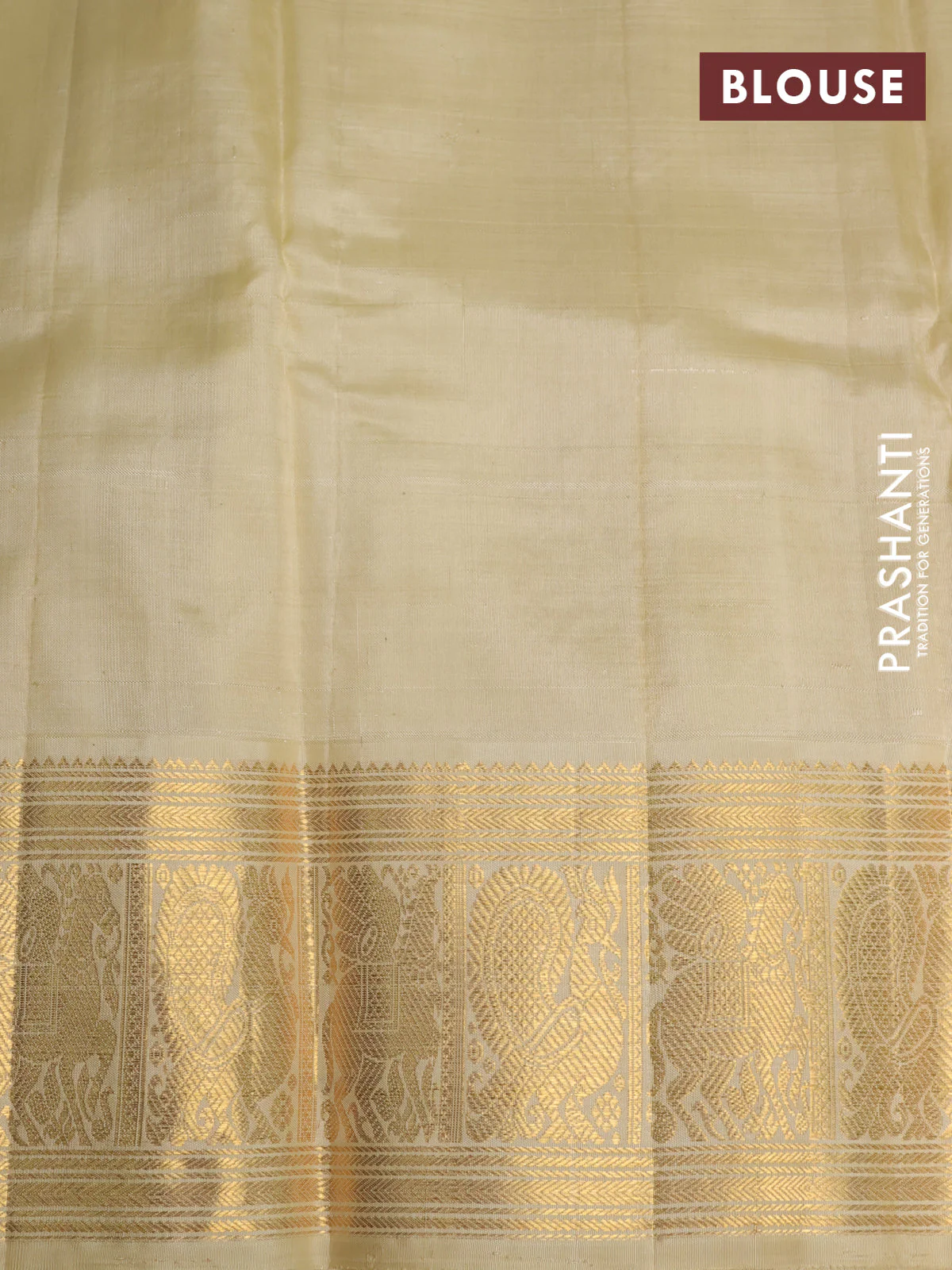 Kora kanchipuram silk saree orange and cream with allover zari checks & buttas and zari woven korvai border - Image 4