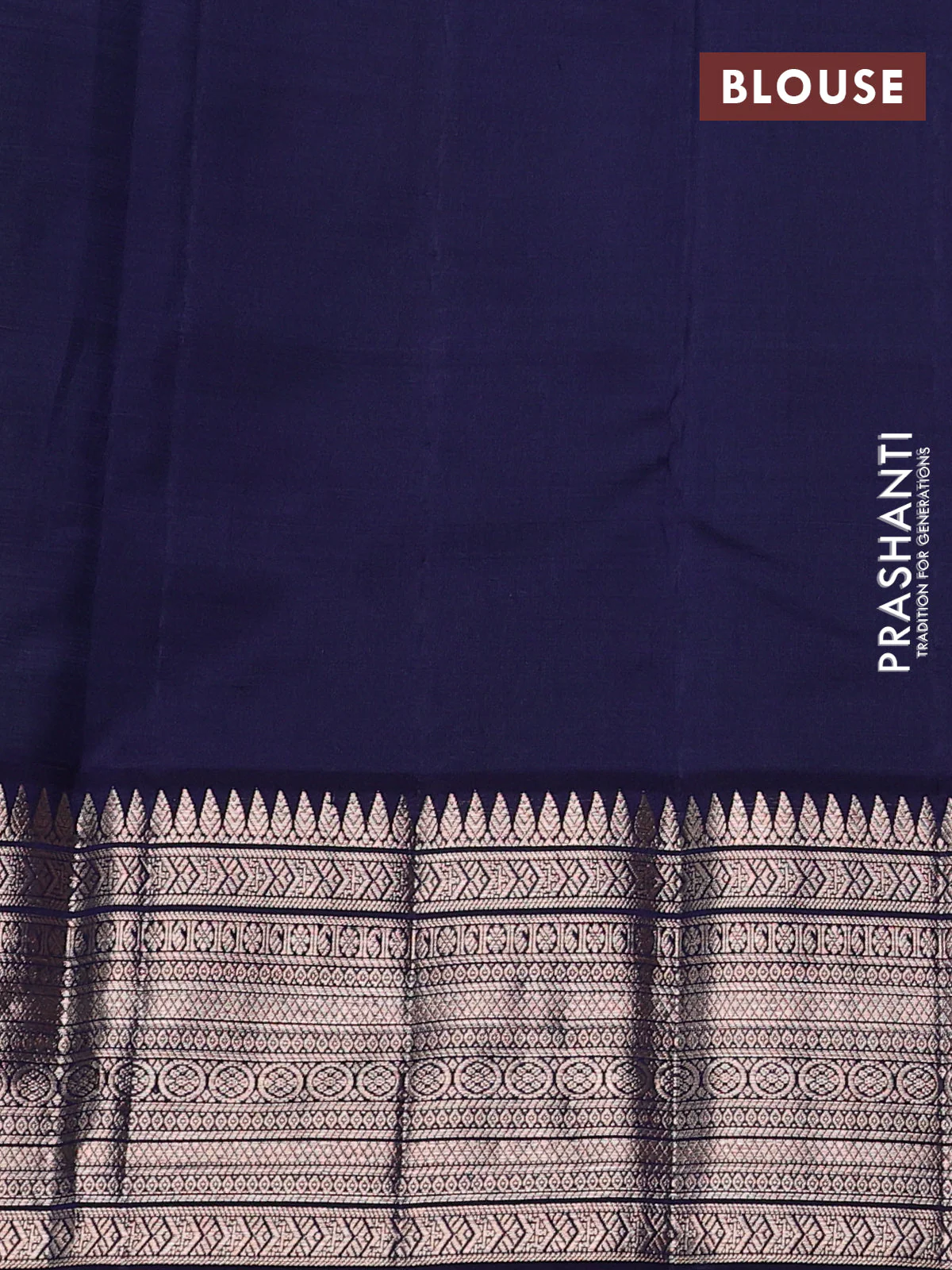 Kora kanchipuram silk saree pastel blue and navy blue with zari woven buttas and rich zari woven border - Image 5