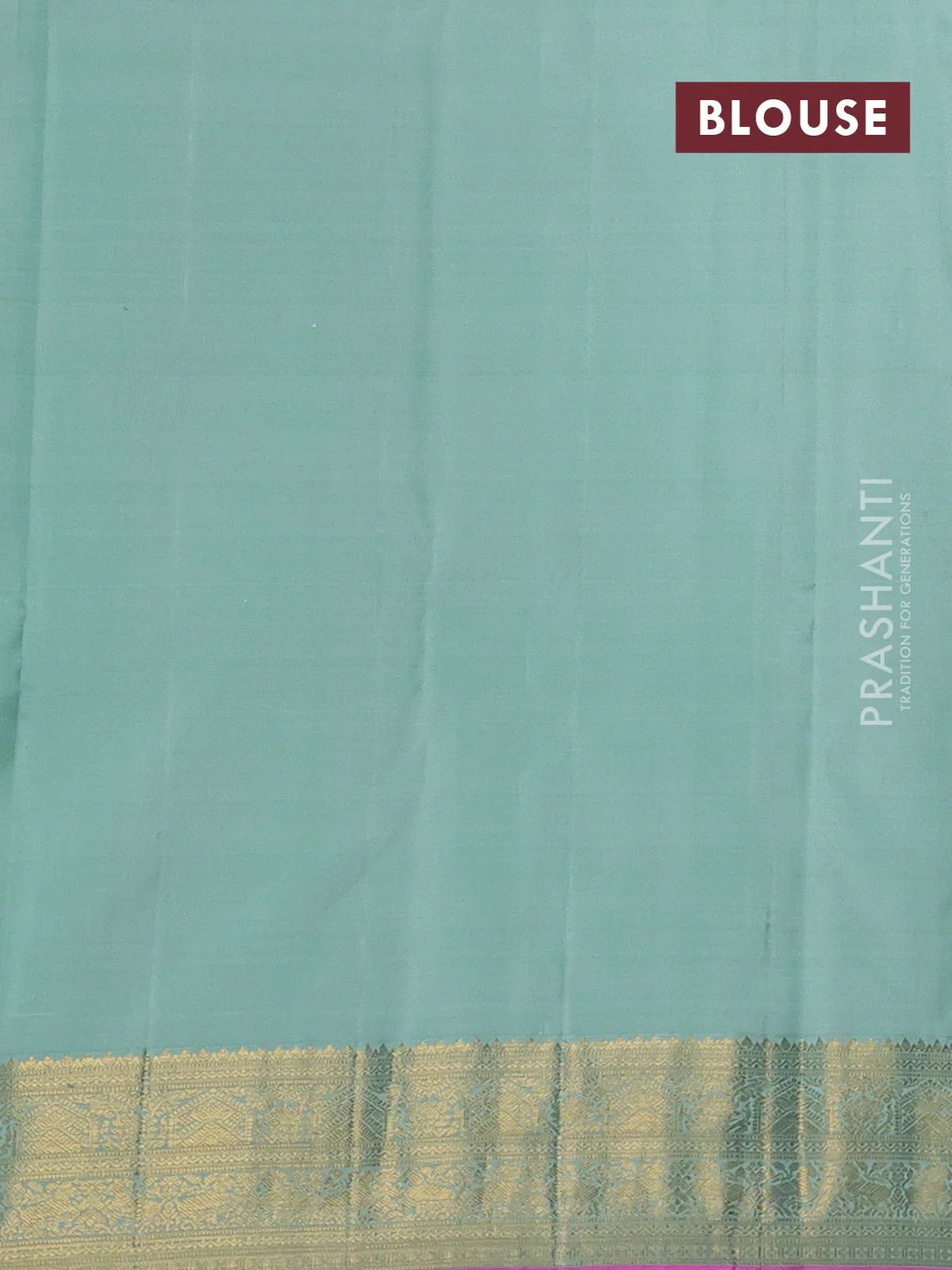 Kora kanchipuram silk saree pastel green and candy pink with zari woven buttas and zari woven border - Image 4