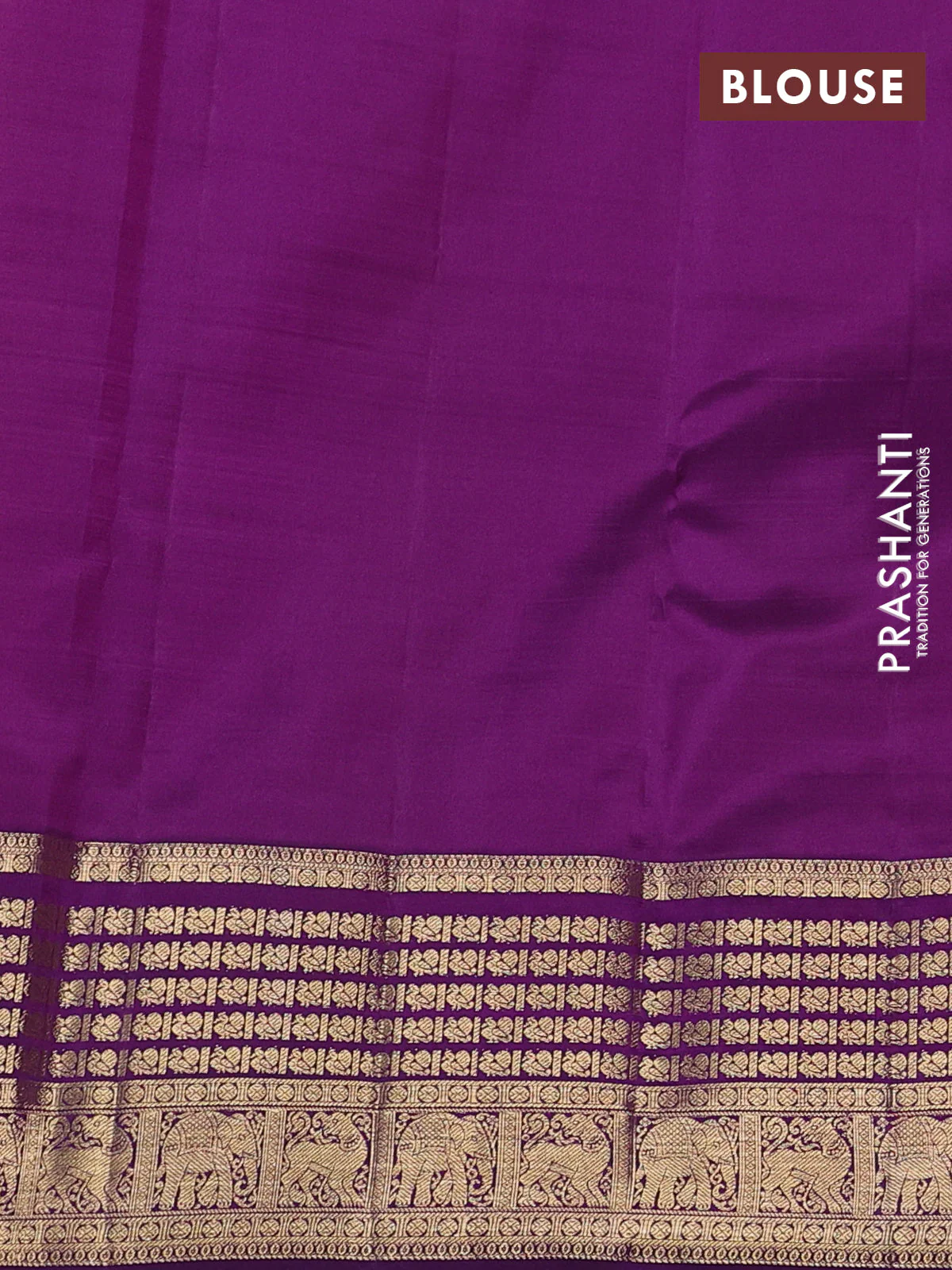 Kora kanchipuram silk saree peach shade and purple with zari woven buttas and rich zari woven border - Image 5