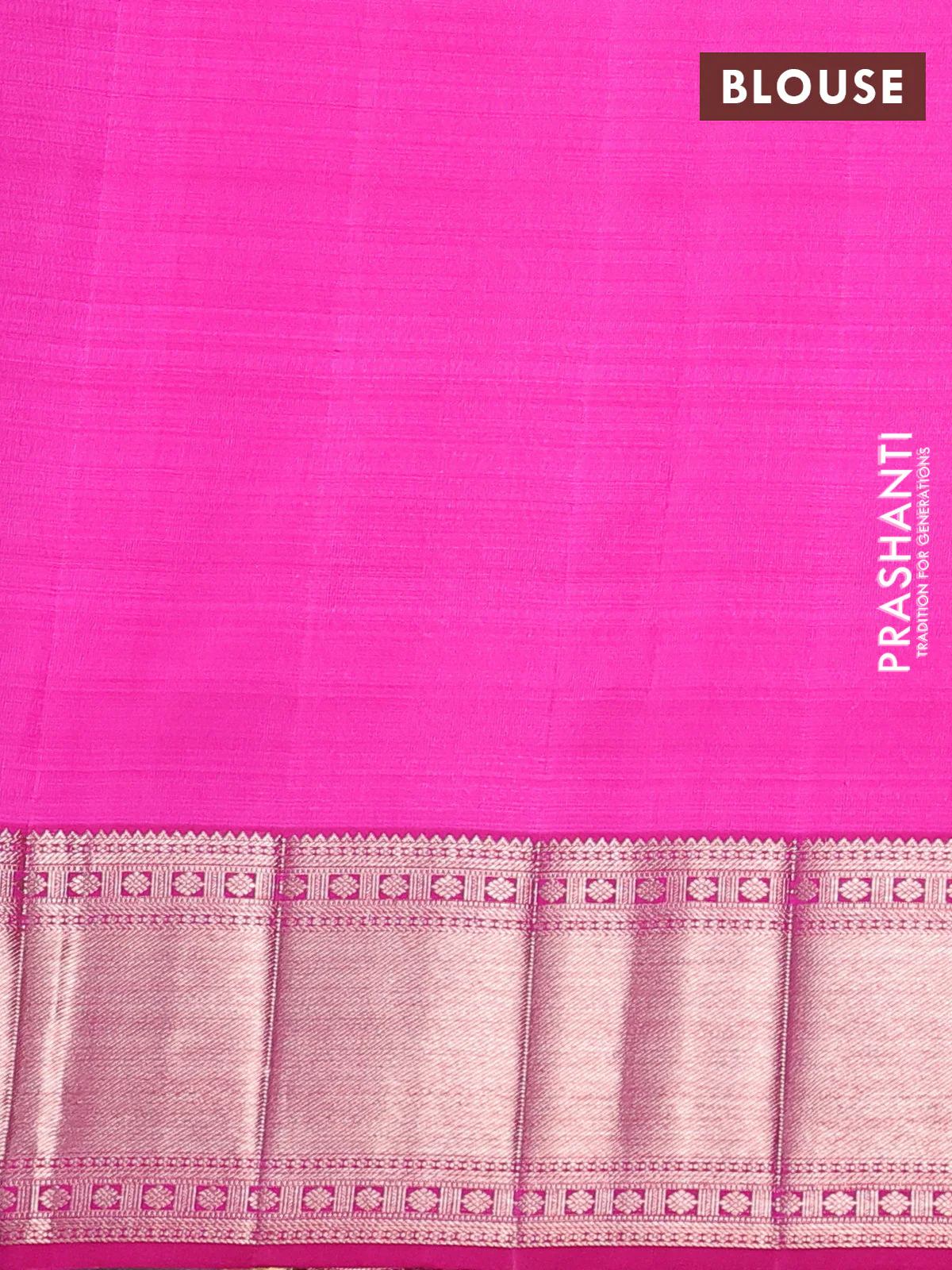 Kora kanchipuram silk saree pink with silver zari woven buttas and rich zari woven border - Image 5