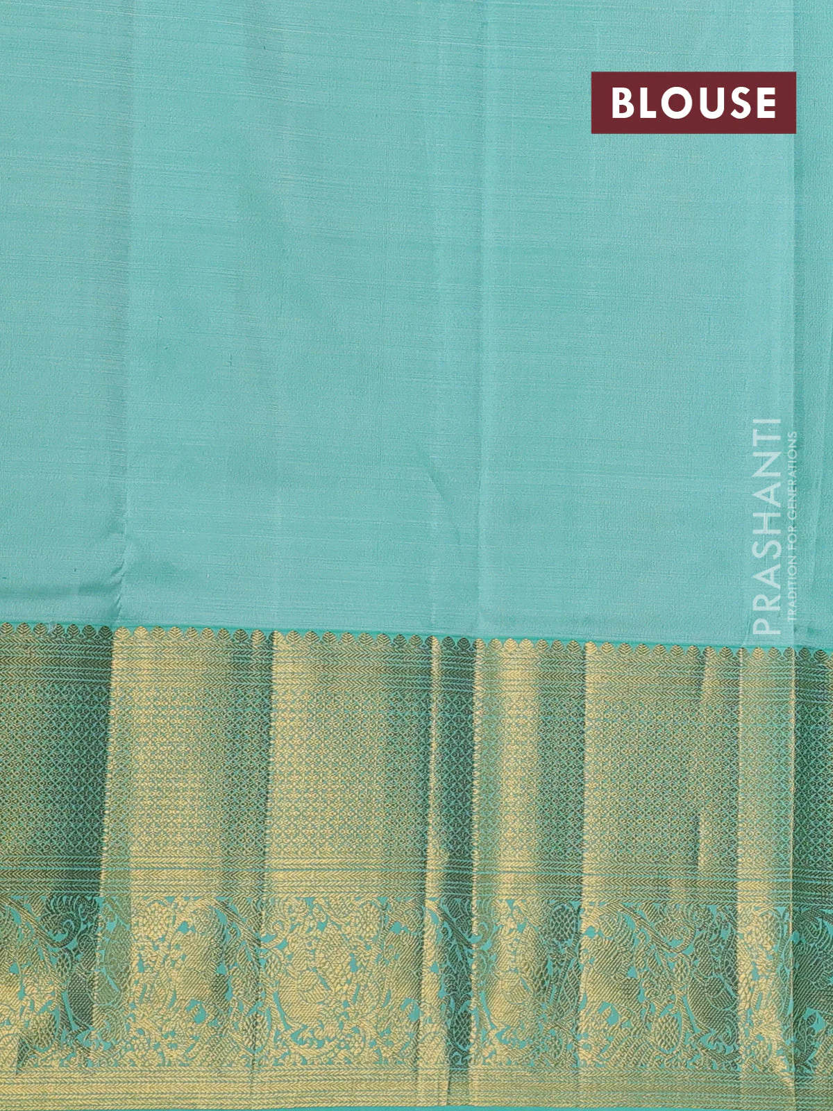 Kora kanchipuram silk saree purple and teal green with allover silver & gold zari woven buttas and long zari woven korvai border - Image 4