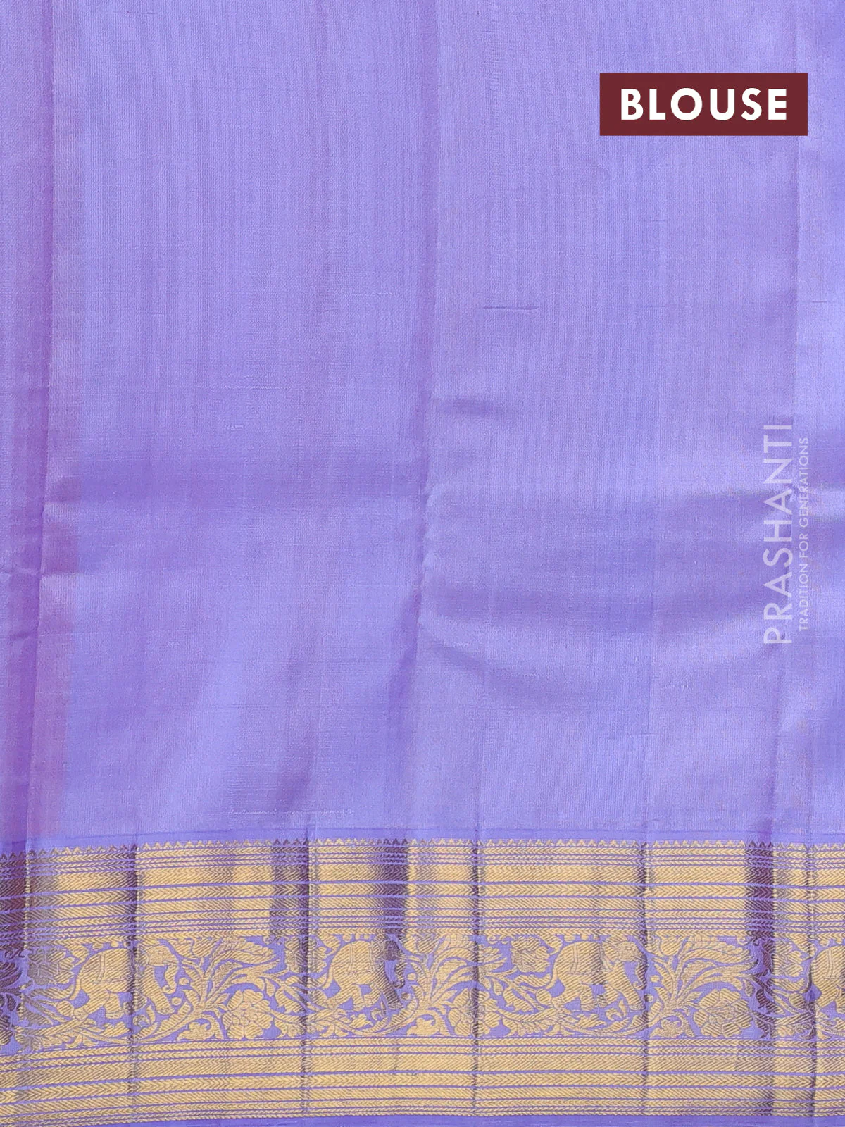 Kora kanchipuram silk saree red and lavender with allover silver & gold zari woven buttas and zari woven korvai border - Image 4
