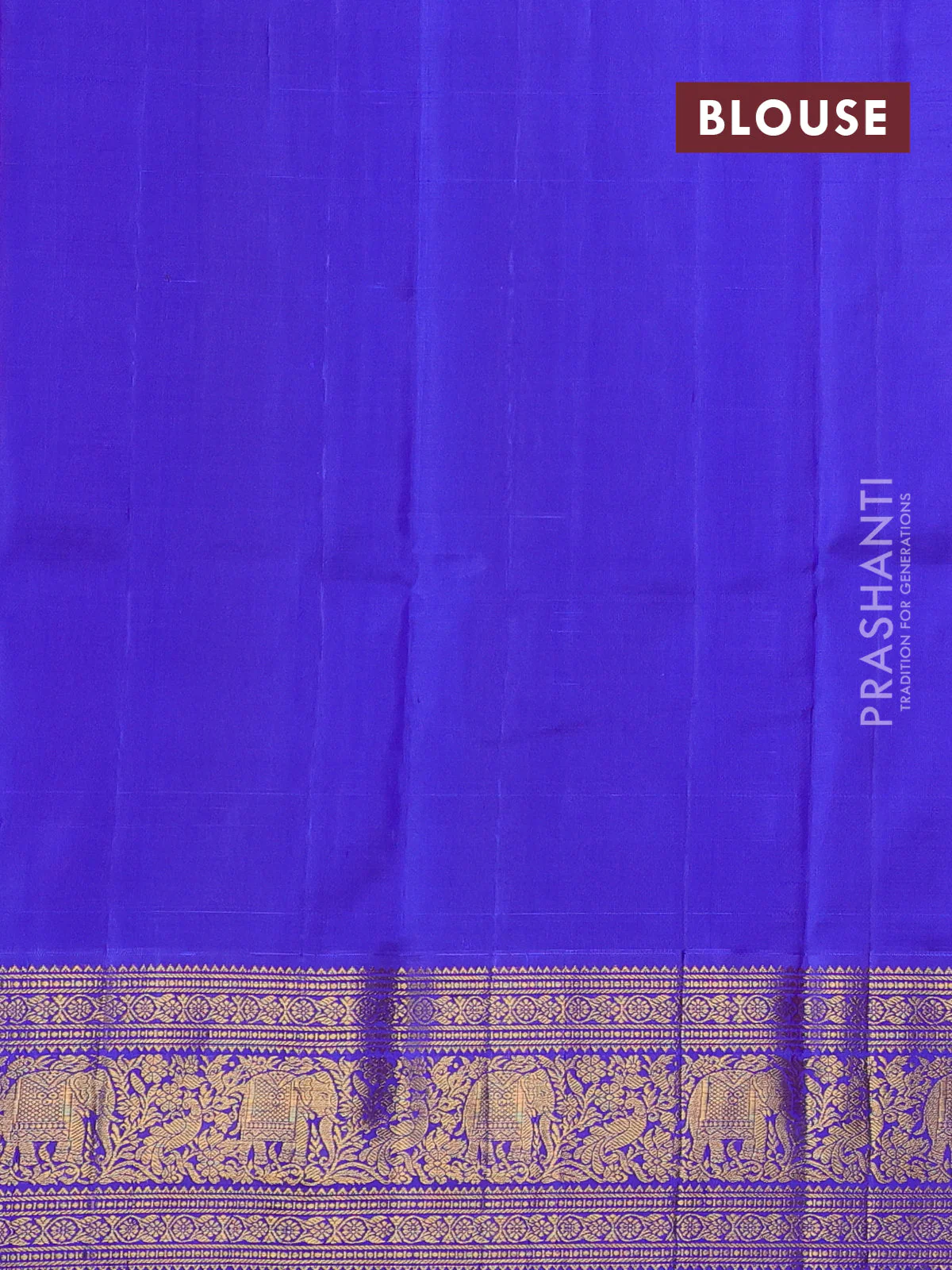 Kora kanchipuram silk saree red and royal blue with allover silver & gold zari woven buttas and zari woven korvai border - Image 4