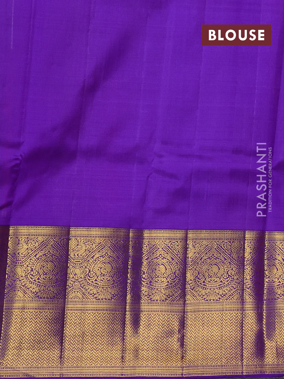 Kora kanchipuram silk saree red and violet with silver & gold zari woven buttas and long zari woven korvai border - Image 4
