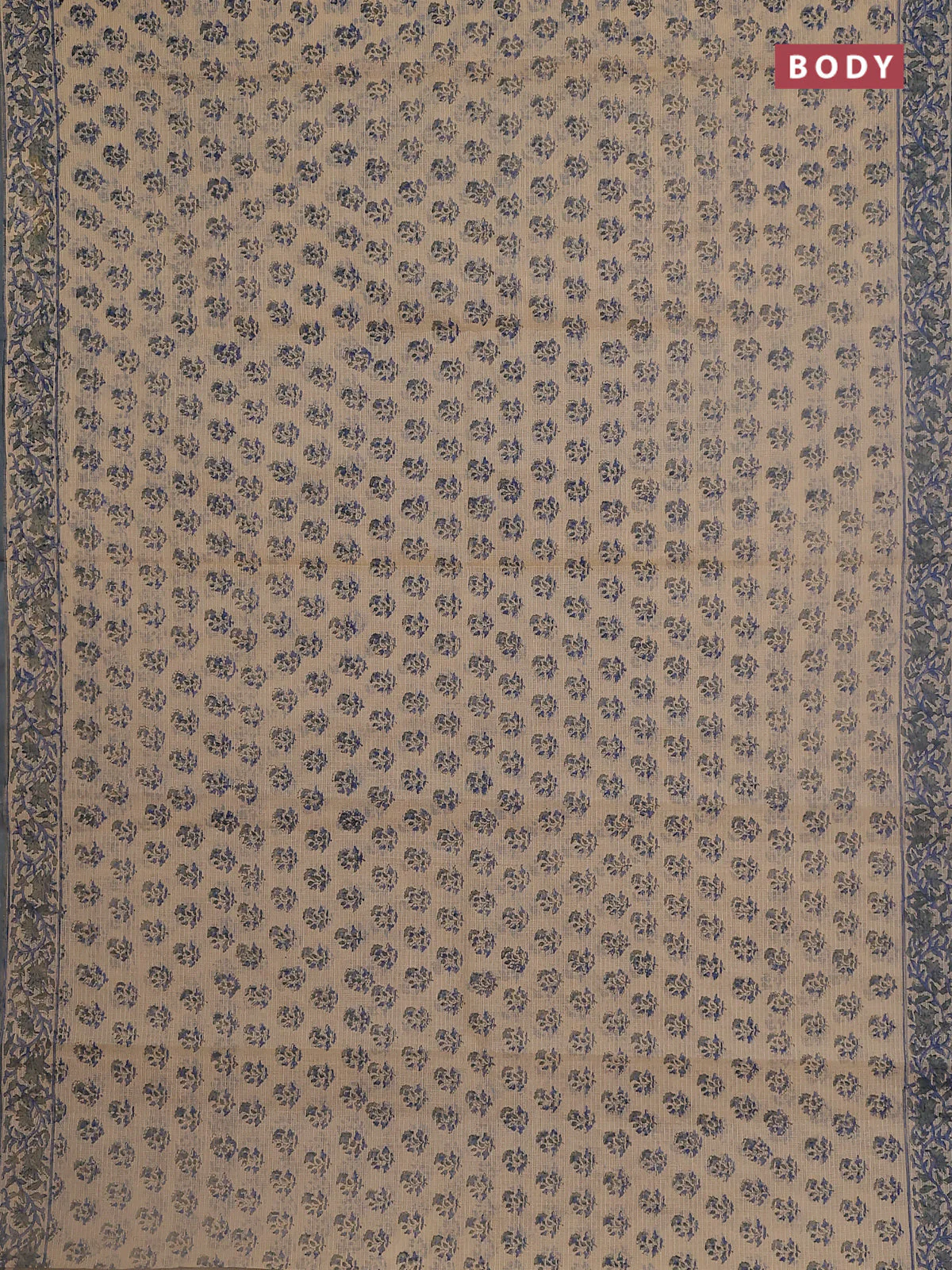 Kota doria saree beige and grey with allover block prints and printed border - Image 2