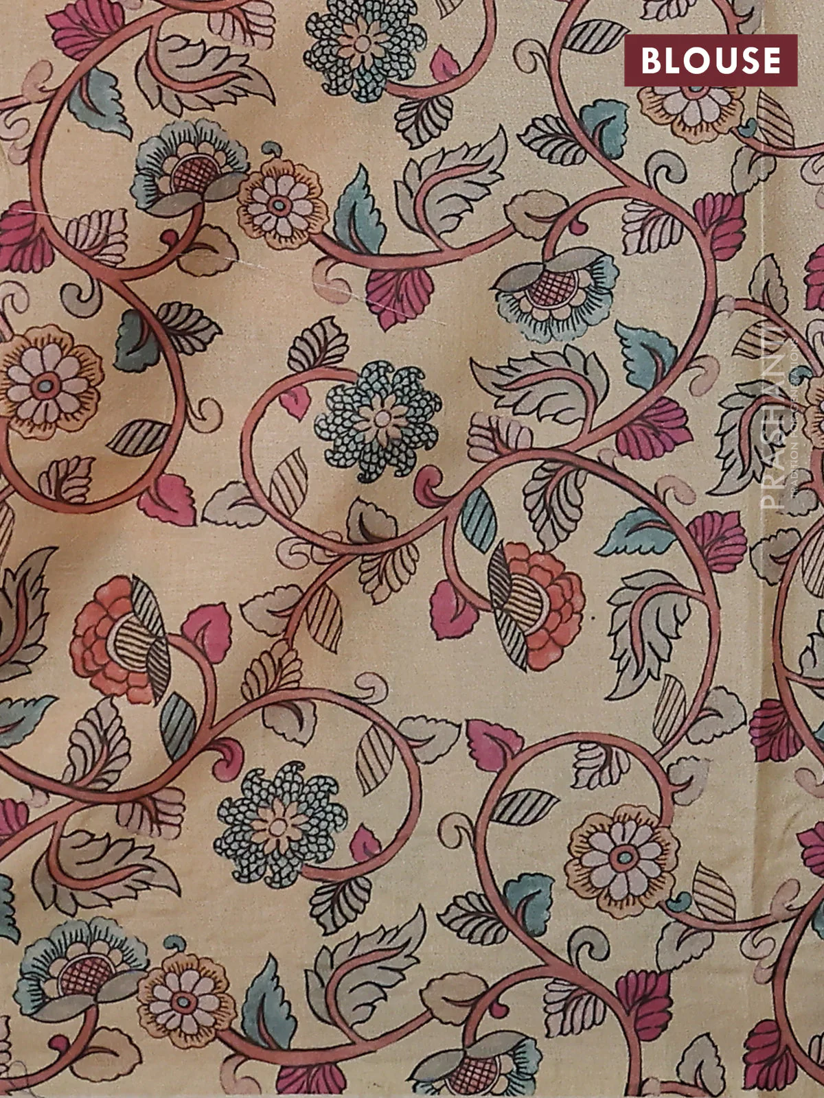 Kota saree mustard yellow with kalamkari applique work - Image 3