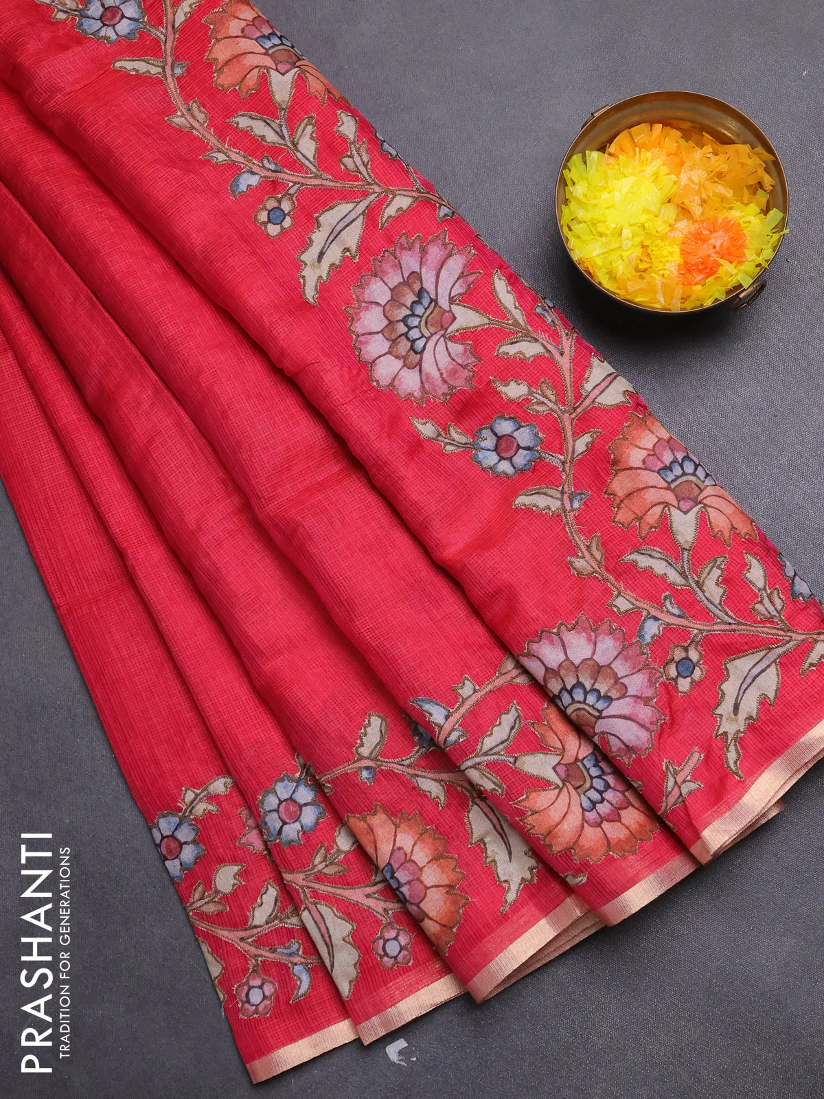 Kota saree pink with kalamkari applique work - Image 2