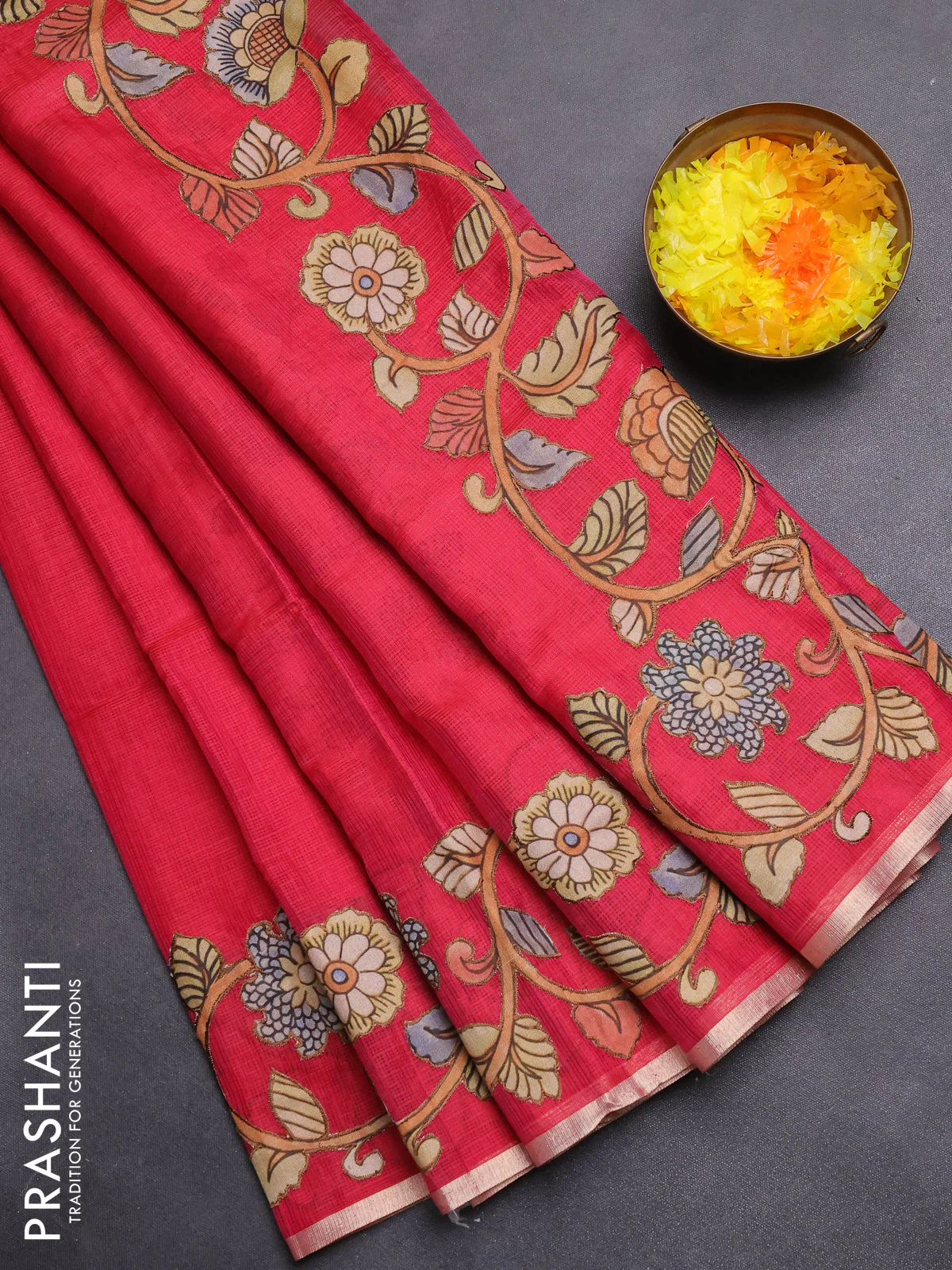 Kota saree pink with kalamkari applique work - Image 2