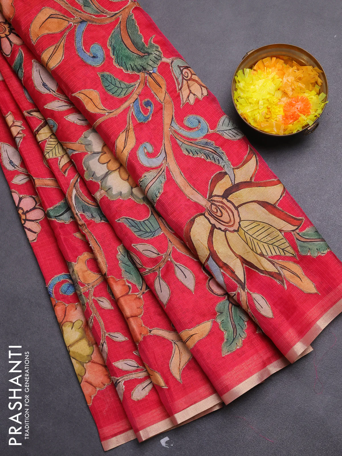 Kota saree pink with kalamkari applique work - Image 2