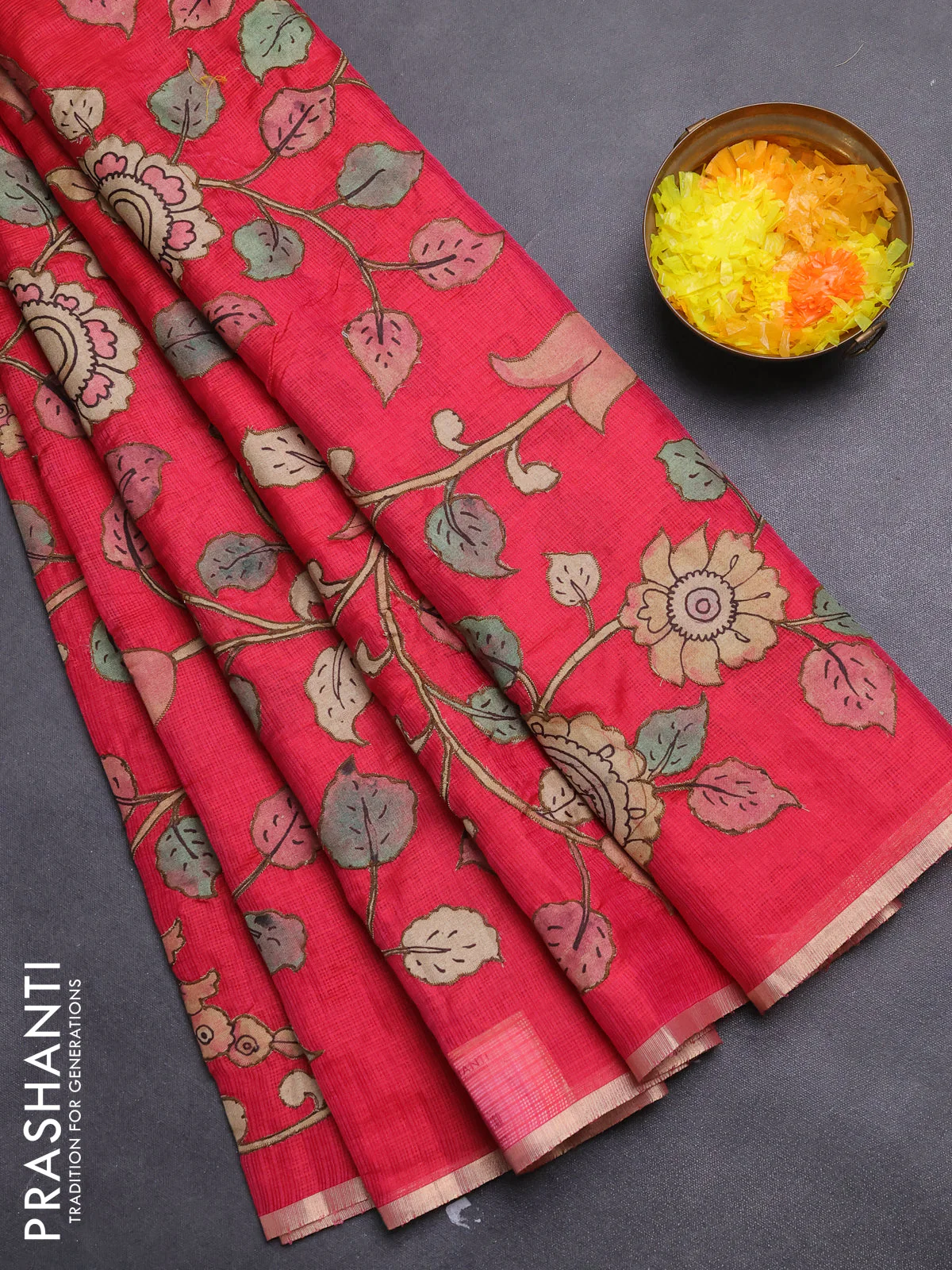 Kota saree pink with kalamkari applique work - Image 2