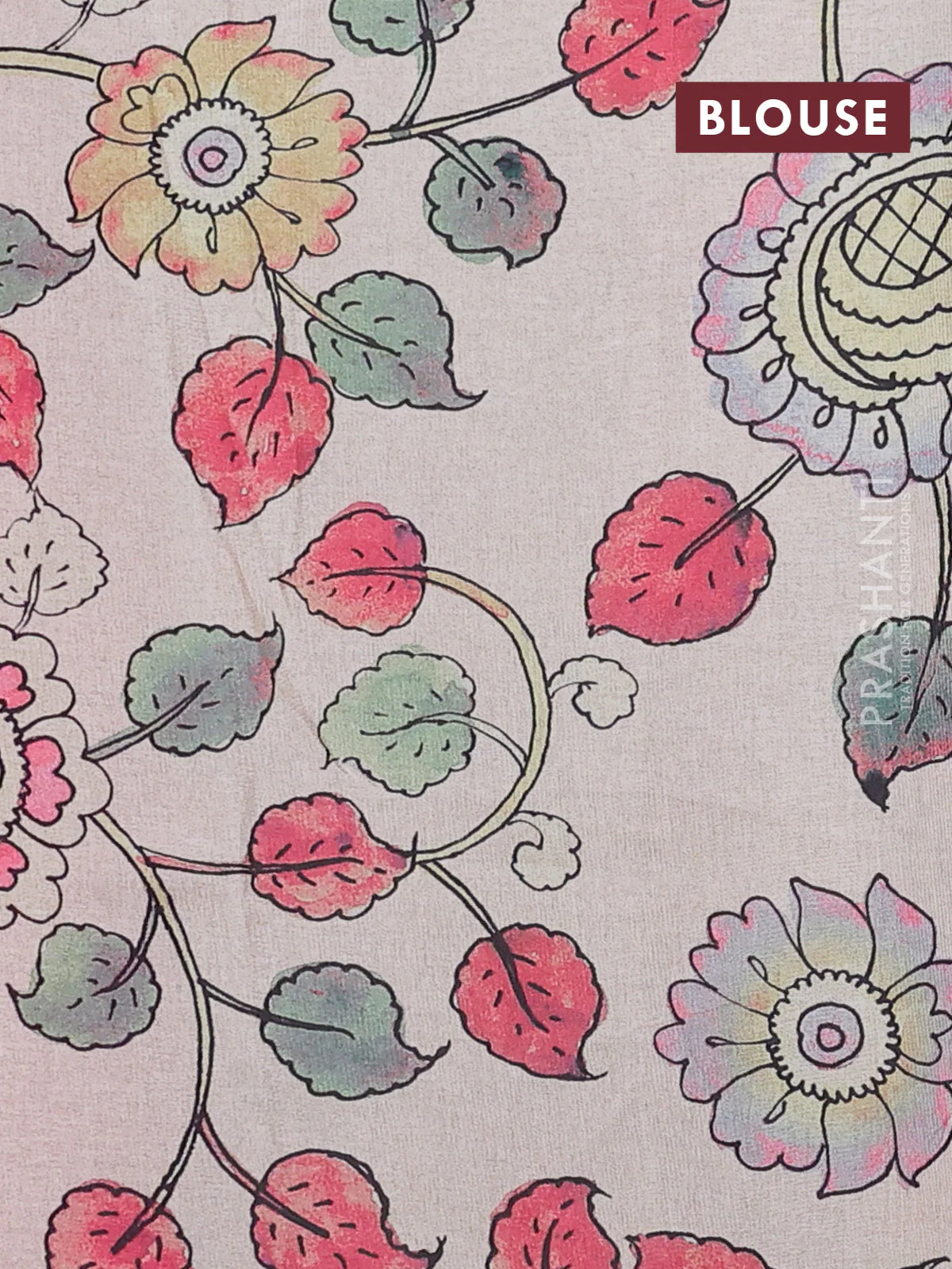 Kota saree pink with kalamkari applique work - Image 3