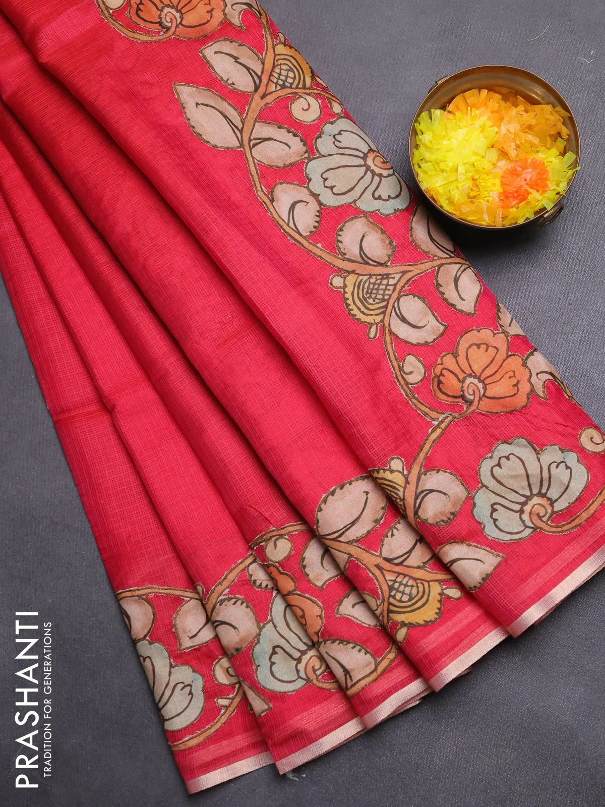 Kota saree pink with kalamkari applique work - Image 2