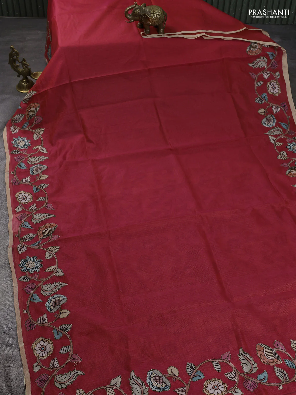 Kota saree pink with kalamkari applique work - Image 2