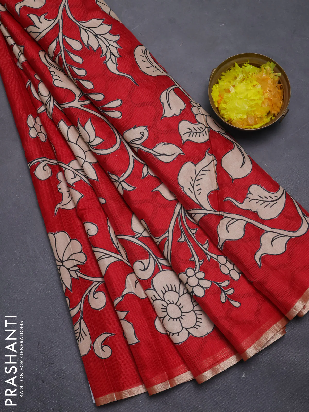 Kota saree red with kalamkari applique work