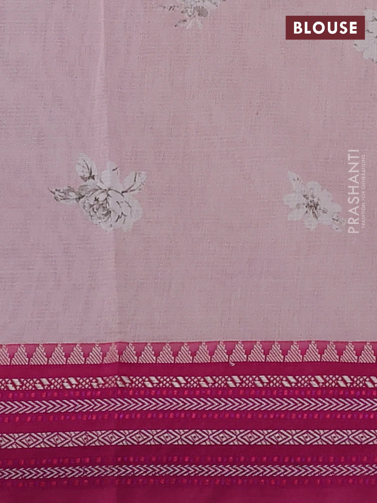 Kota silk cotton saree baby pink and pink with floarl digital prints and thread woven border - Image 3