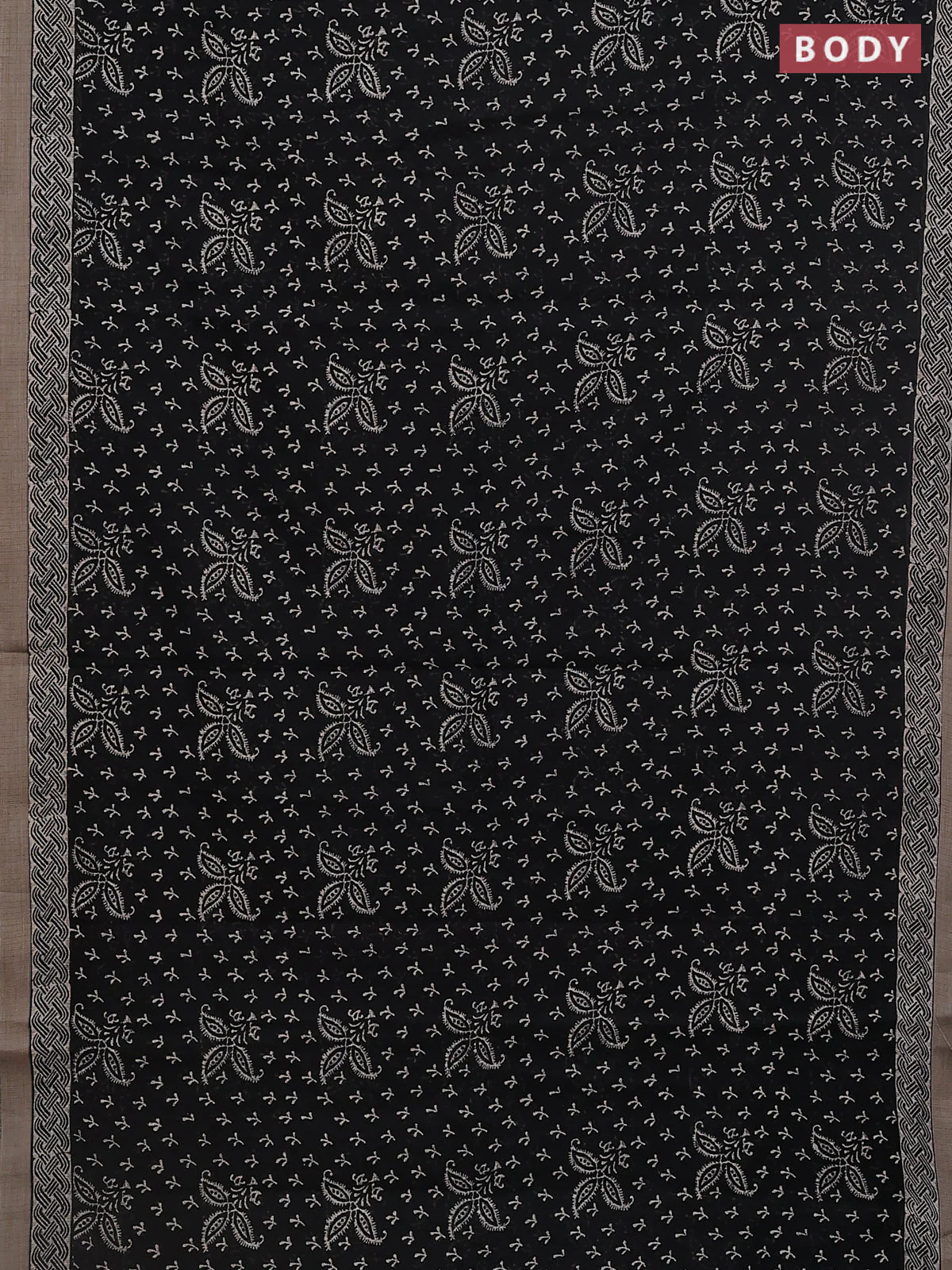 Kota silk cotton saree black and maroon with allover block prints and simple border - Image 2