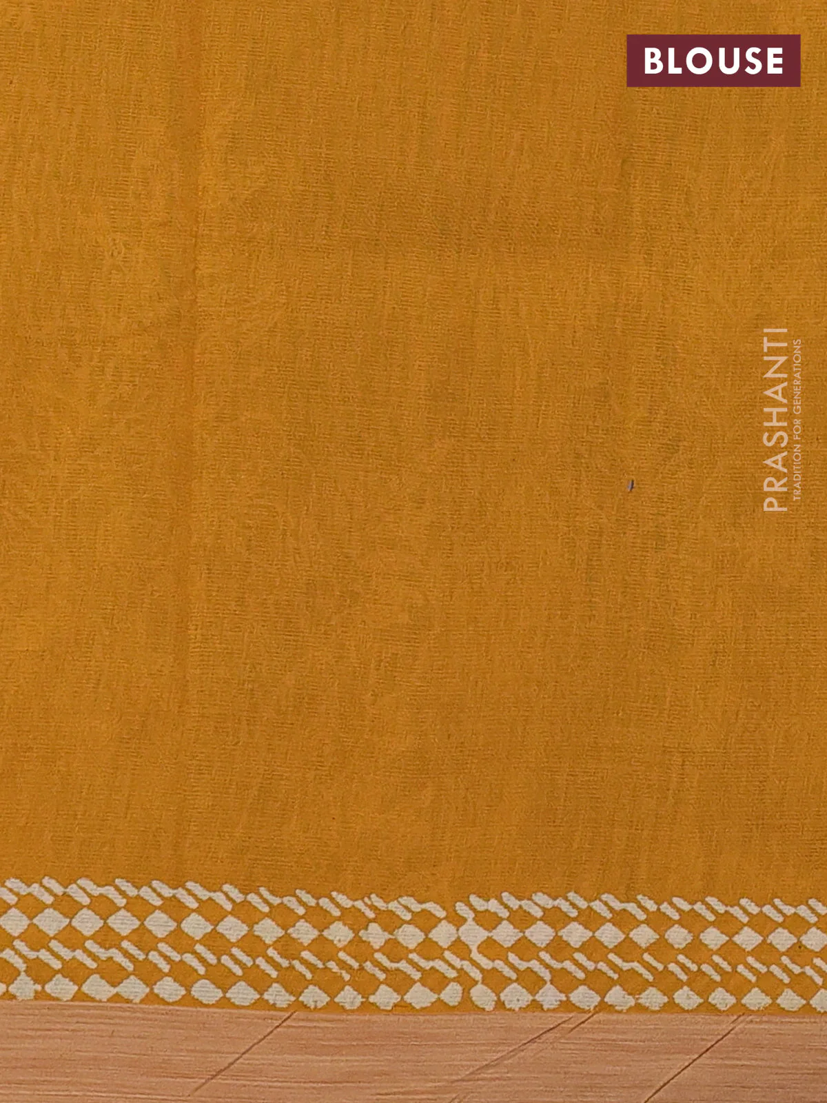 Kota silk cotton saree bottle green and dark mustard with allover block prints and simple border - Image 3