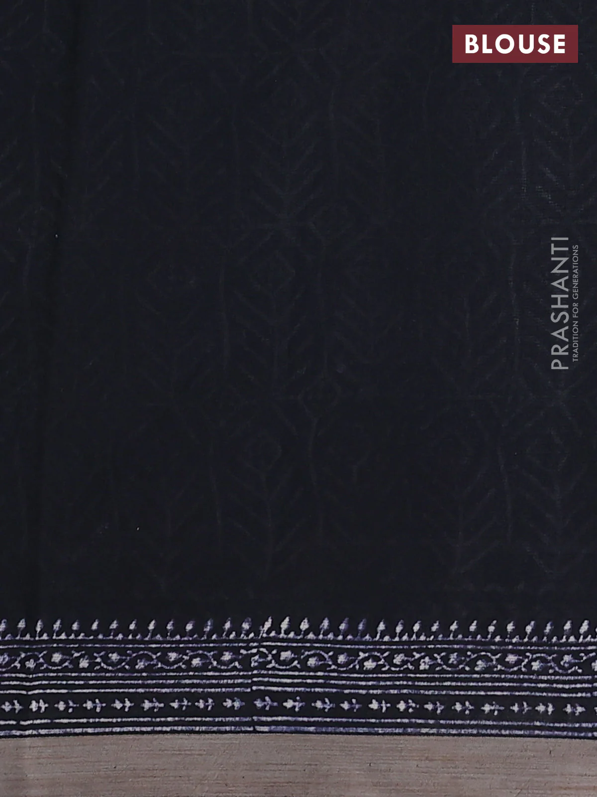 Kota silk cotton saree grey and black with allover block prints and simple border - Image 3