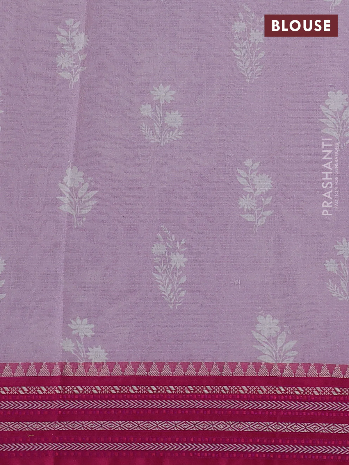 Kota silk cotton saree lavender and pink with floarl digital prints and thread woven border - Image 3