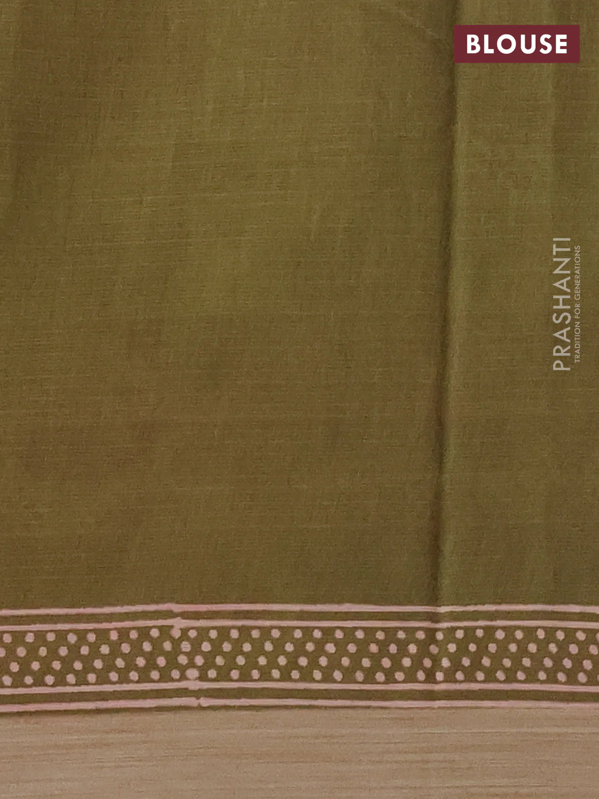 Kota silk cotton saree maroon and olive green with butta block prints and long block printed border - Image 3