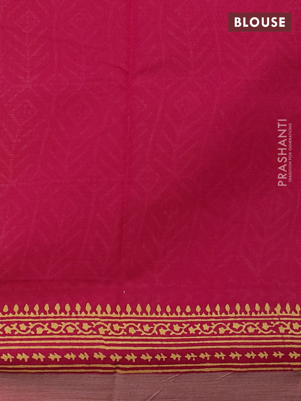 Kota silk cotton saree mustard yellow and pink with allover block prints and simple border - Image 3