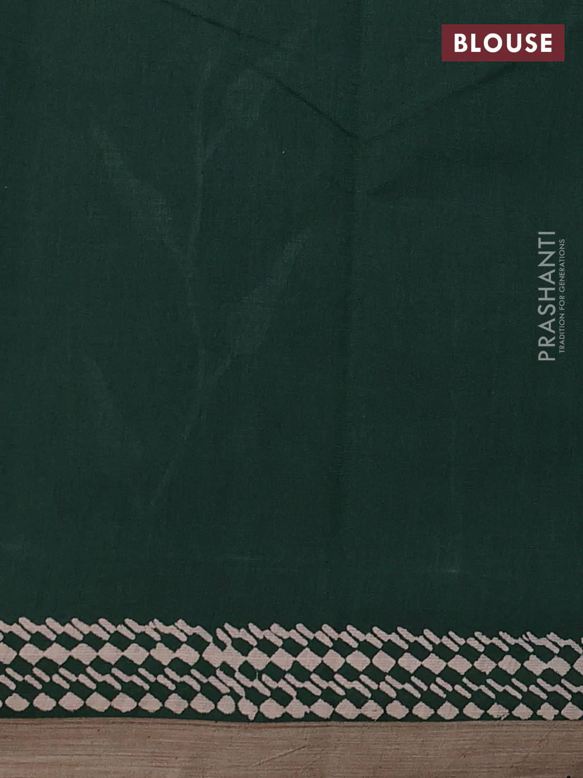 Kota silk cotton saree navy blue and bottle green with allover block prints and simple border - Image 3