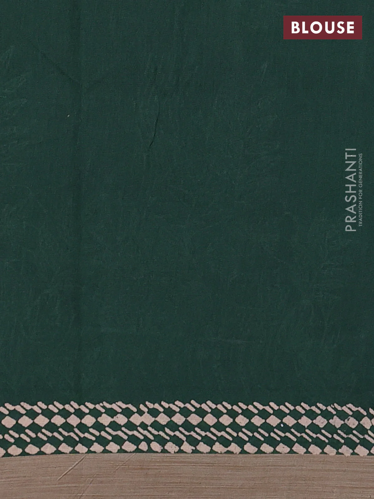 Kota silk cotton saree navy blue and bottle green with allover block prints and simple border - Image 3
