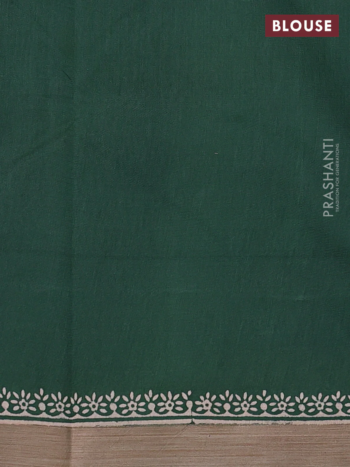 Kota silk cotton saree navy blue and bottle green with allover block prints and simple border - Image 3