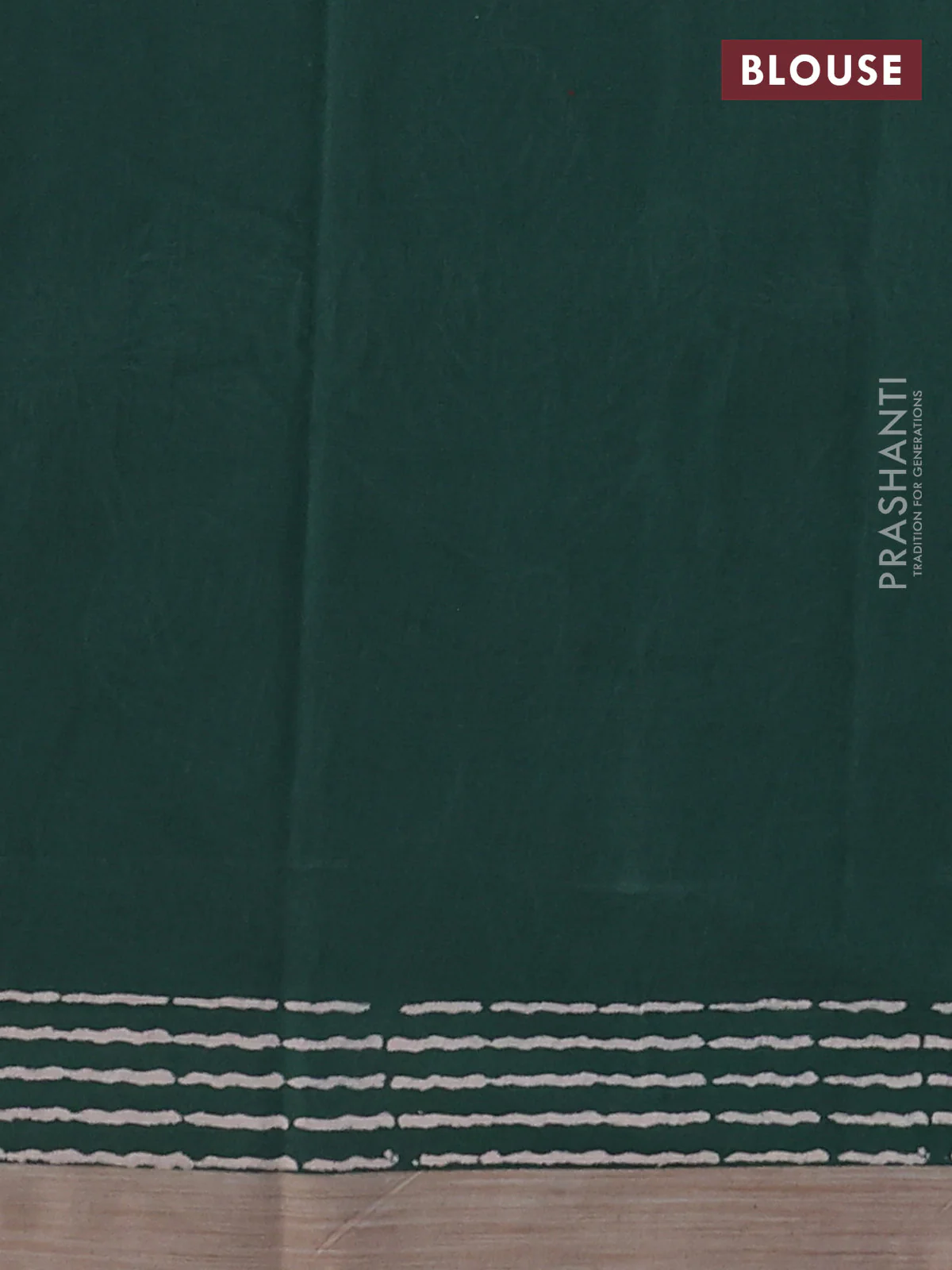 Kota silk cotton saree navy blue and bottle green with allover block prints and simple border - Image 3