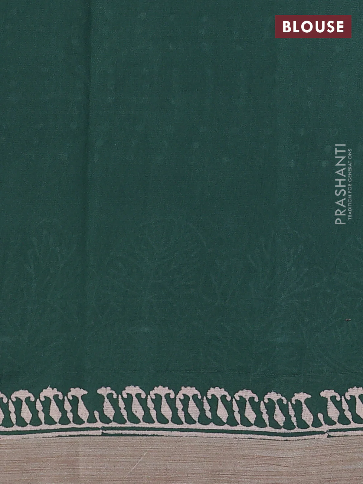 Kota silk cotton saree navy blue and bottle green with block prints and simple border - Image 3