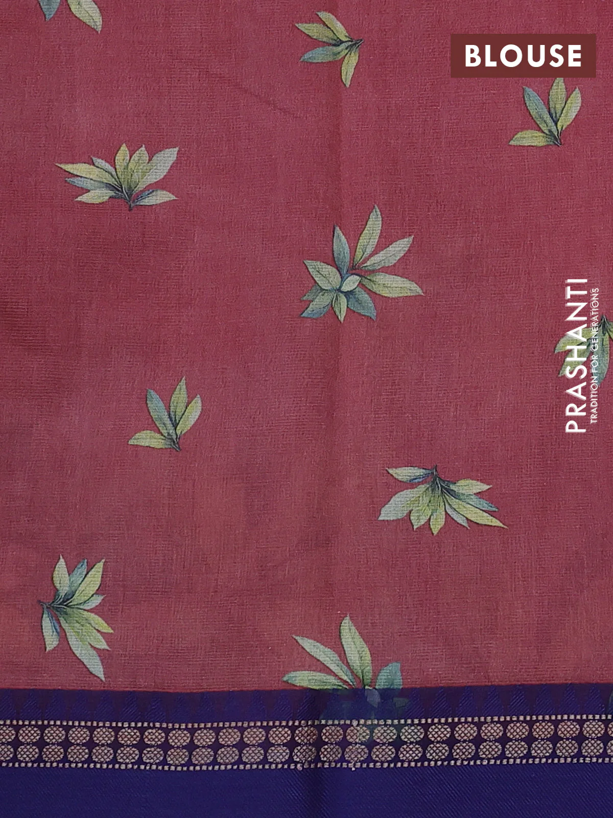 Kota silk cotton saree pastel maroon and blue with digital prints and thread woven border - Image 3