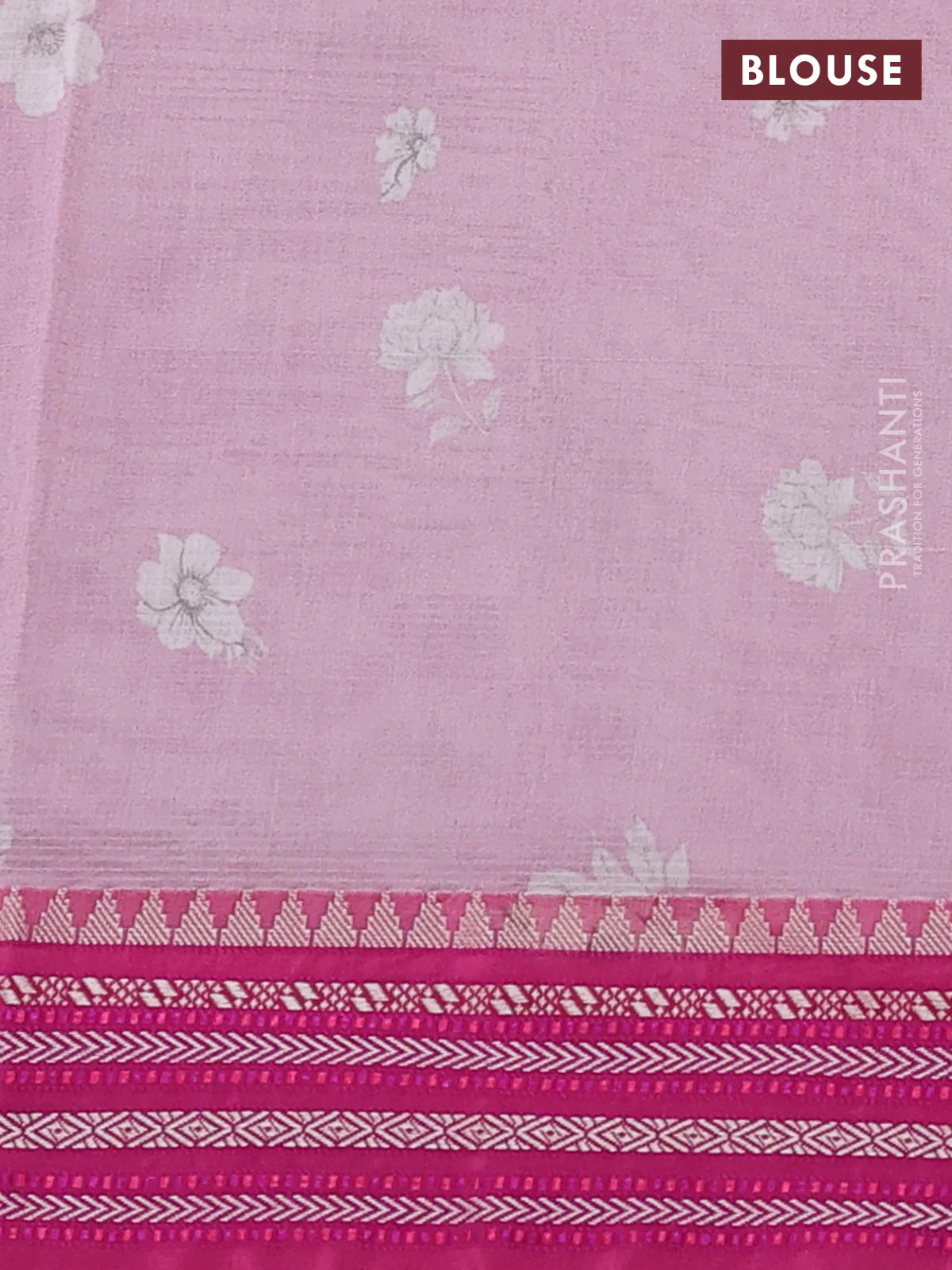 Kota silk cotton saree pastel pink and pink with allover floral digital prints and thread woven border - Image 3