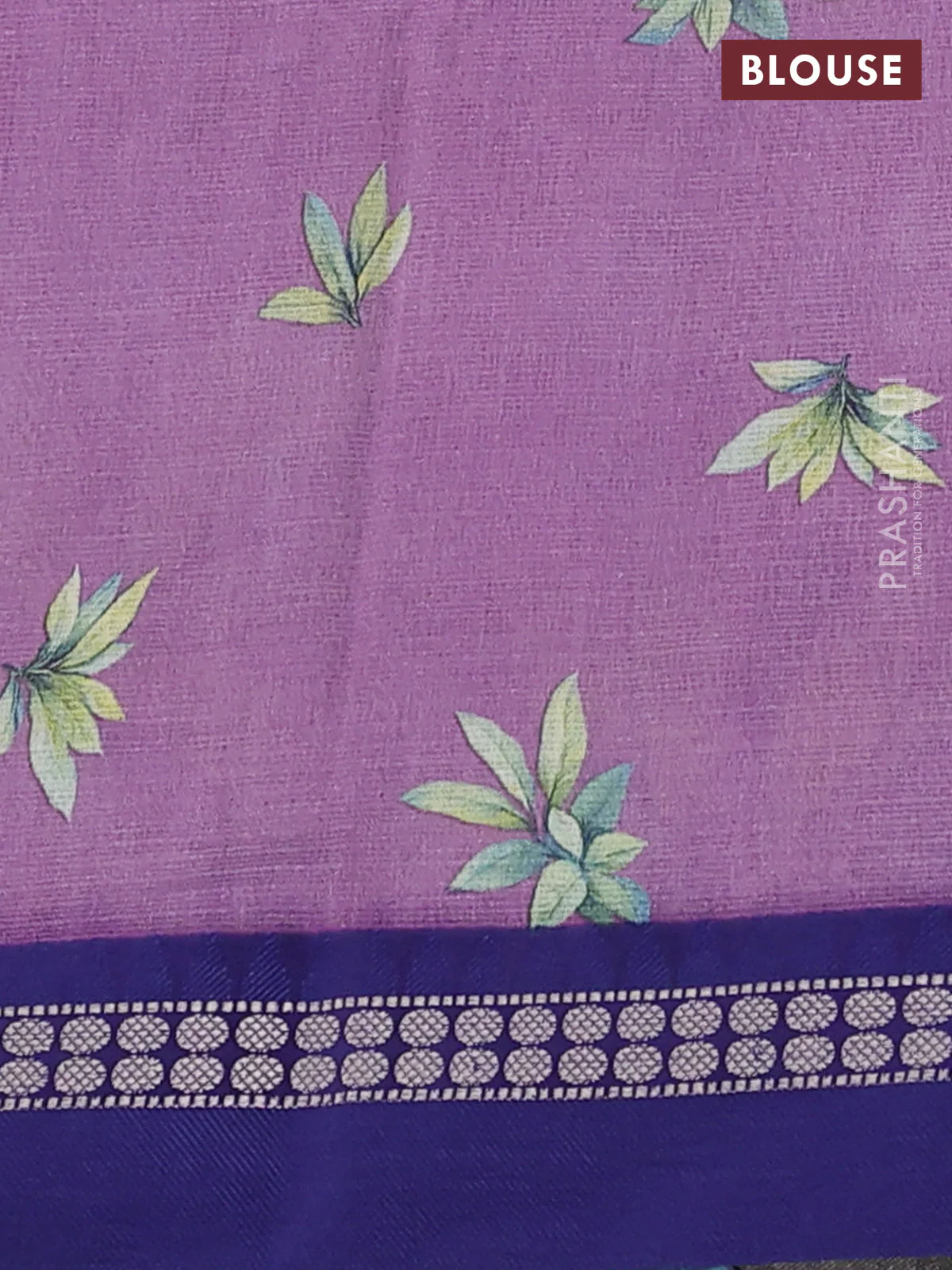 Kota silk cotton saree pastel purple and blue with digital prints and thread woven border - Image 3