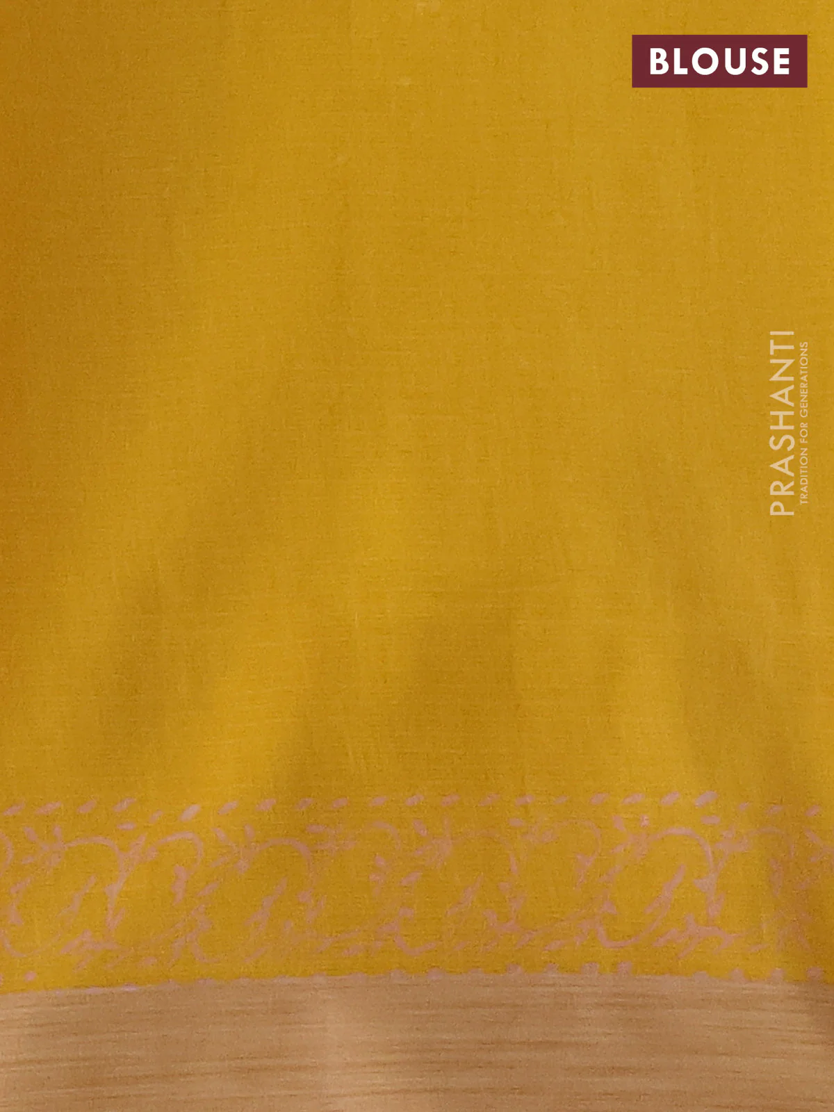 Kota silk cotton saree pink and yellow with allover block prints and long printed border - Image 3