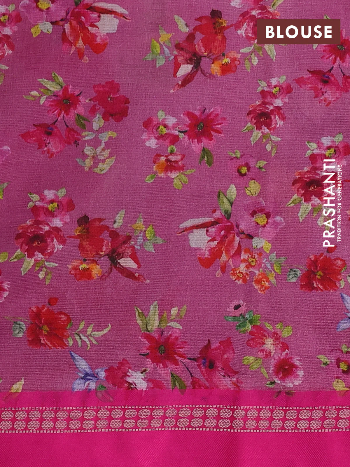Kota silk cotton saree pink shade and pink with allover floral digital prints and thread woven border - Image 3