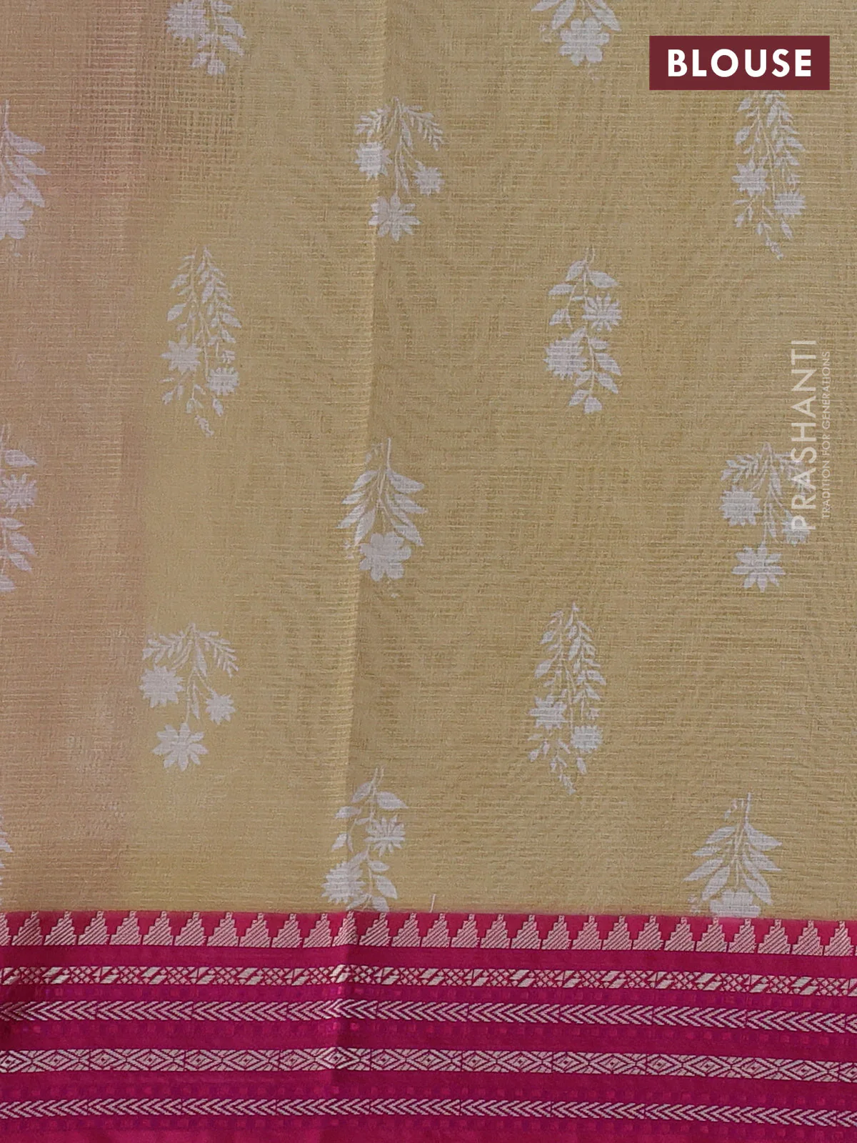 Kota silk cotton saree sandal and pink with floarl digital prints and thread woven border - Image 3