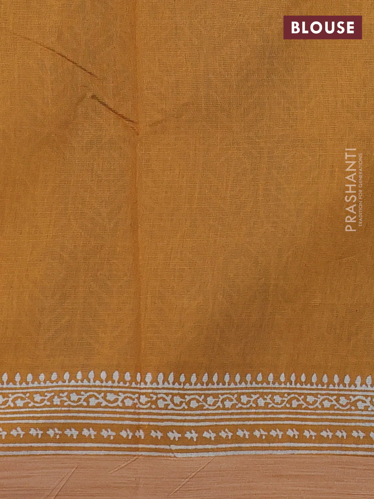 Kota silk cotton saree teal blue and mustard yellow with allover block prints and simple border - Image 3