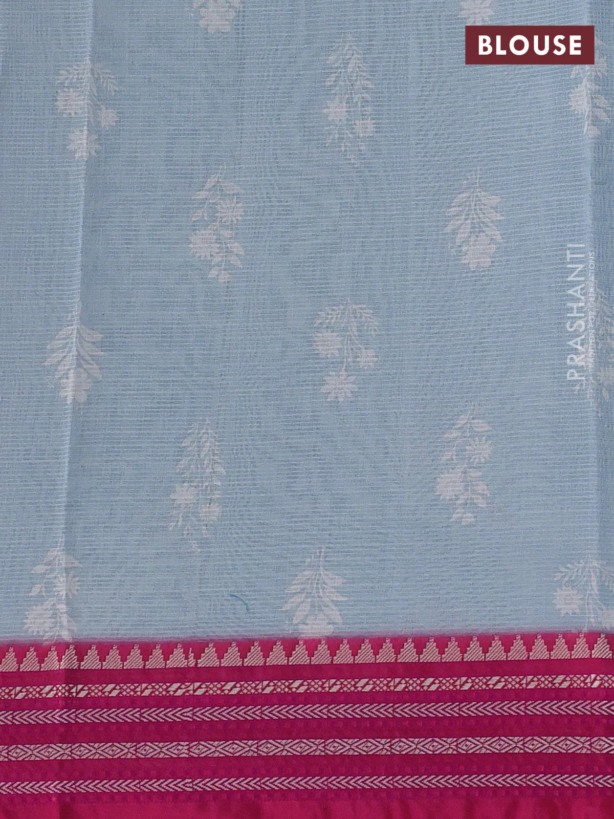 Kota silk cotton saree teal blue and pink with floarl digital prints and thread woven border - Image 3
