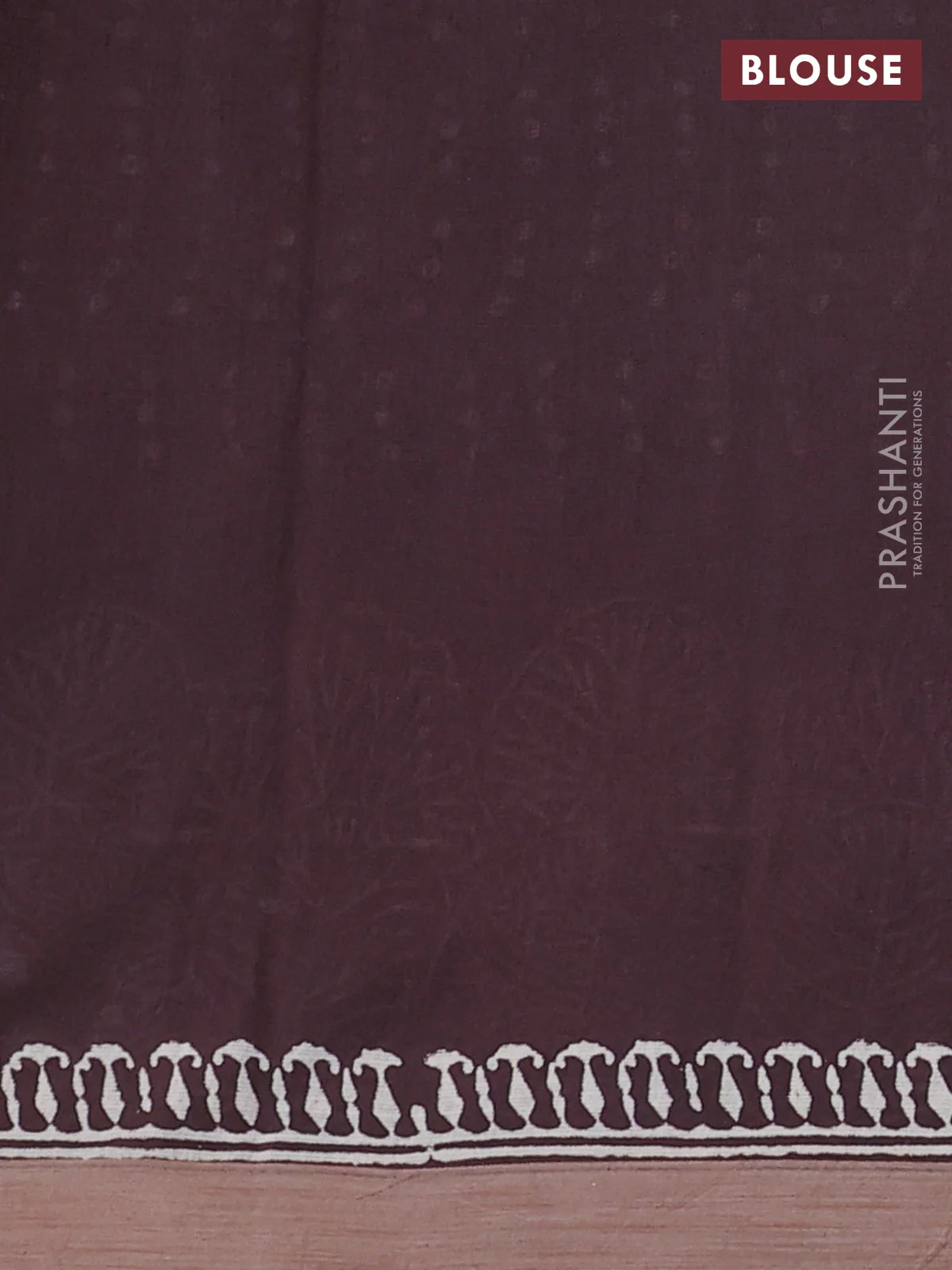 Kota silk cotton saree wine shade and brown with block prints and simple border - Image 3
