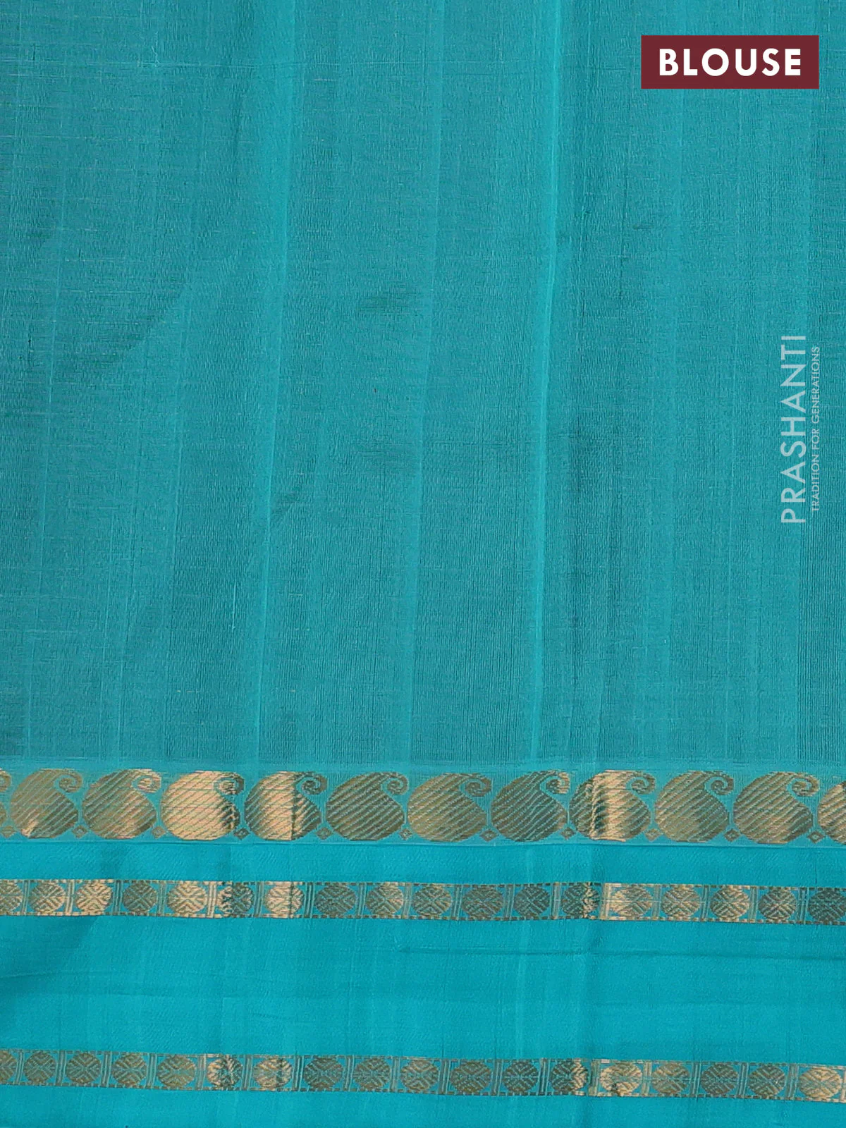 Kuppadam silk cotton saree black and teal blue with allover zari checks & buttas and paisley zari woven border - Image 3