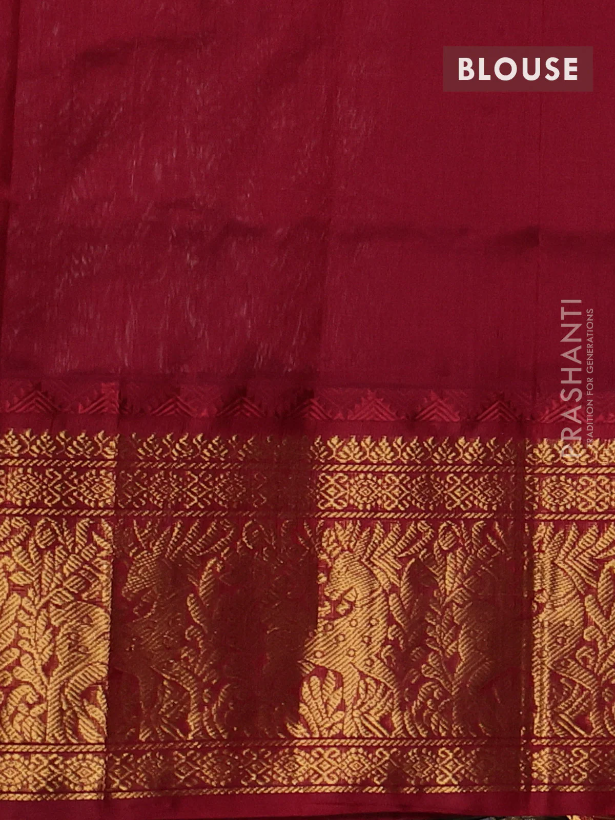 Kuppadam silk cotton saree cream and maroon with allover small checked pattern and long zari woven border - Image 3