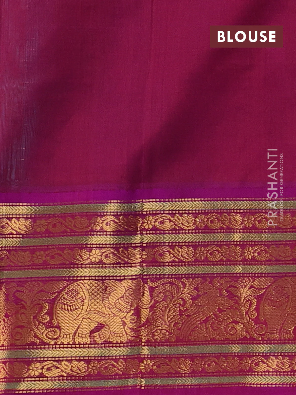 Kuppadam silk cotton saree cs blue and purple with allover zari checked pattern and long zari woven border - Image 3