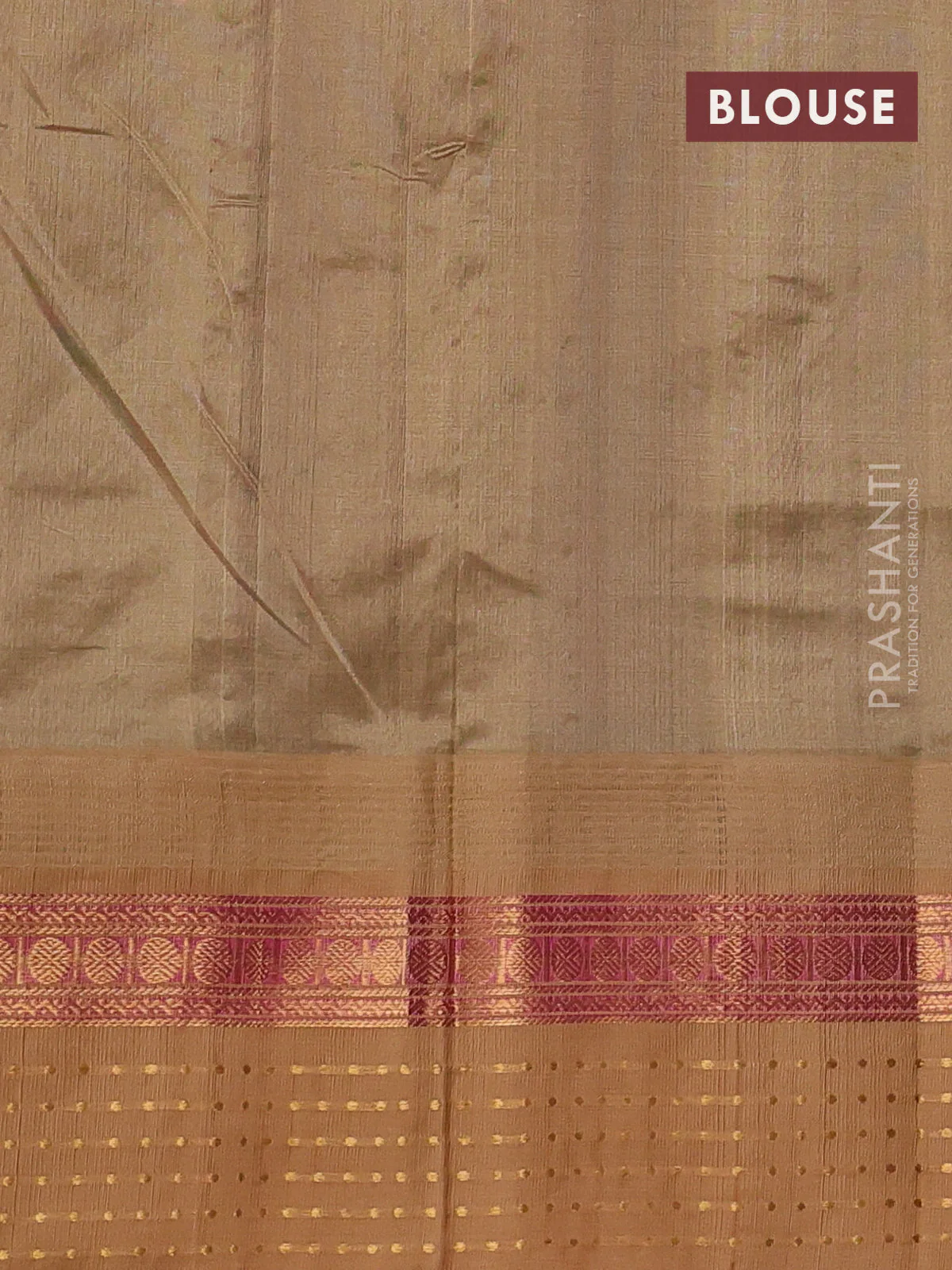 Kuppadam silk cotton saree deep purple and sandal with zari woven buttas and zari woven border - Image 3