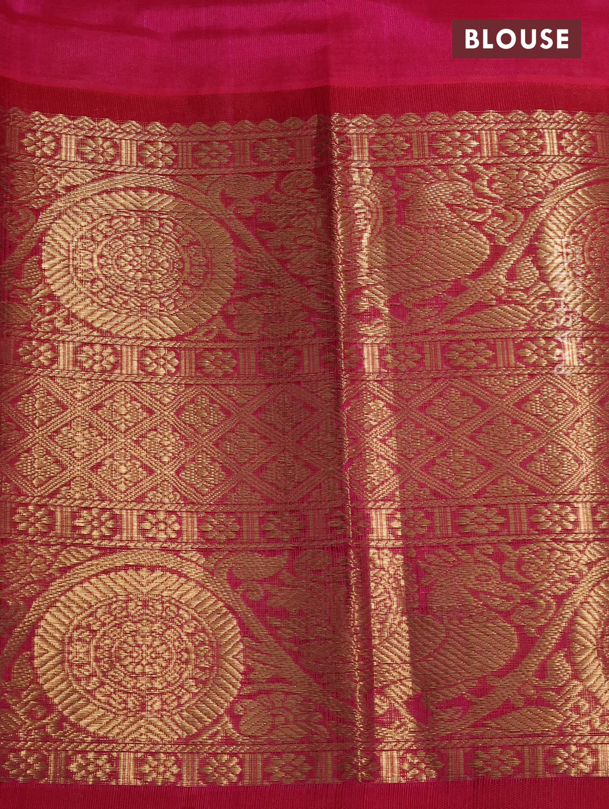 Kuppadam silk cotton saree light blue and pink with allover veldhari pattern and long zari woven border - Image 3