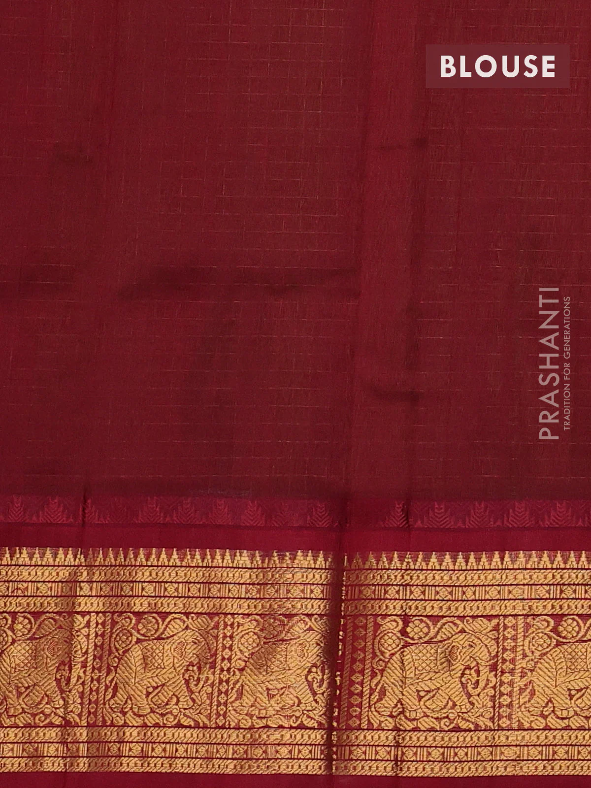Kuppadam silk cotton saree light green and maroon with allover laksha deepam pattern and temple design elephant zari woven border - Image 3