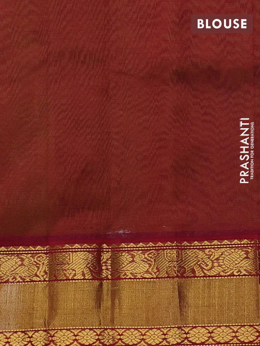 Kuppadam silk cotton saree light green and maroon with annam zari woven buttas and zari woven korvai border - Image 3