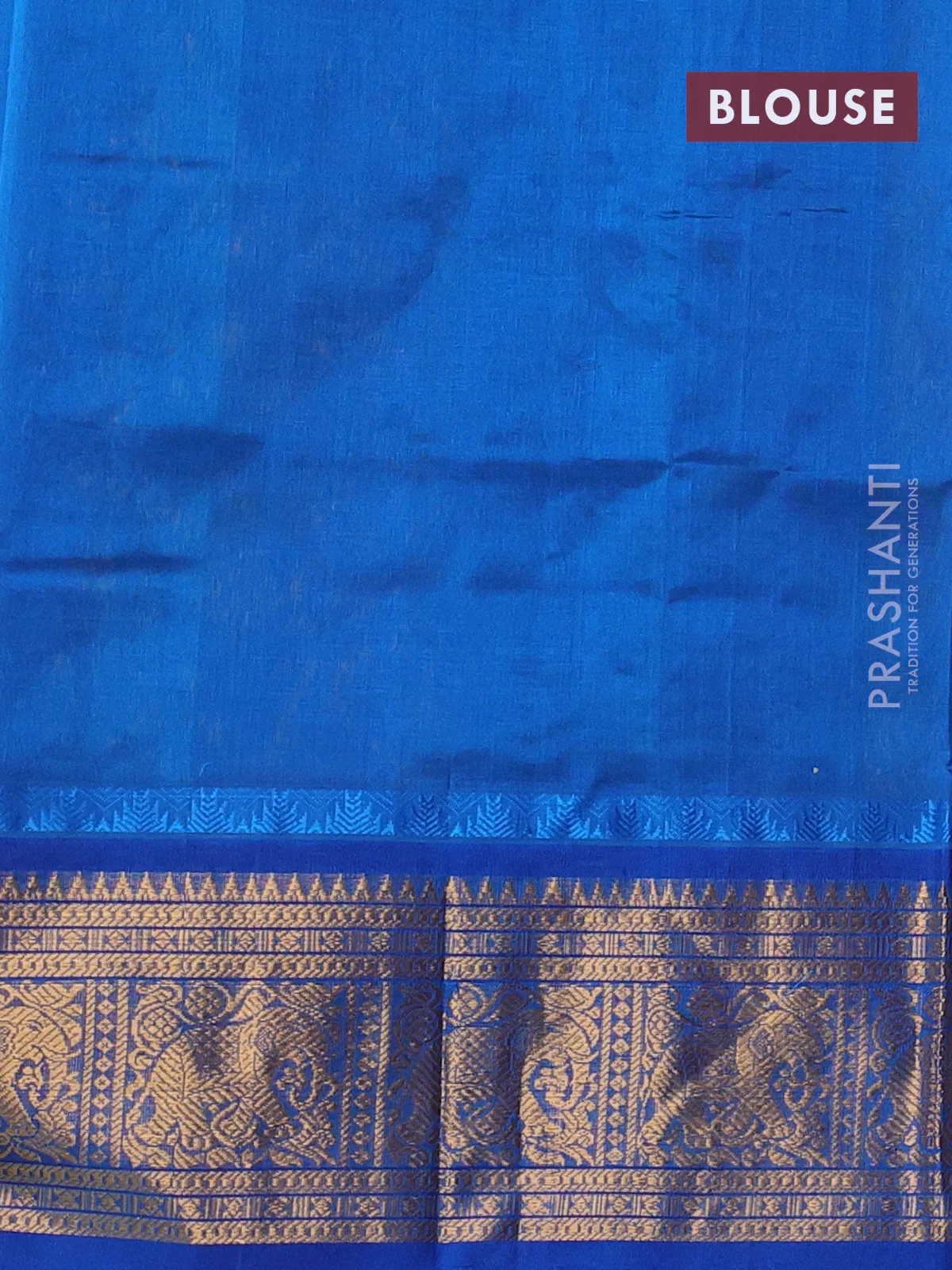 Kuppadam silk cotton saree lime yellow and cs blue with allover laksha deepam pattern and temple design elephant zari woven border - Image 3