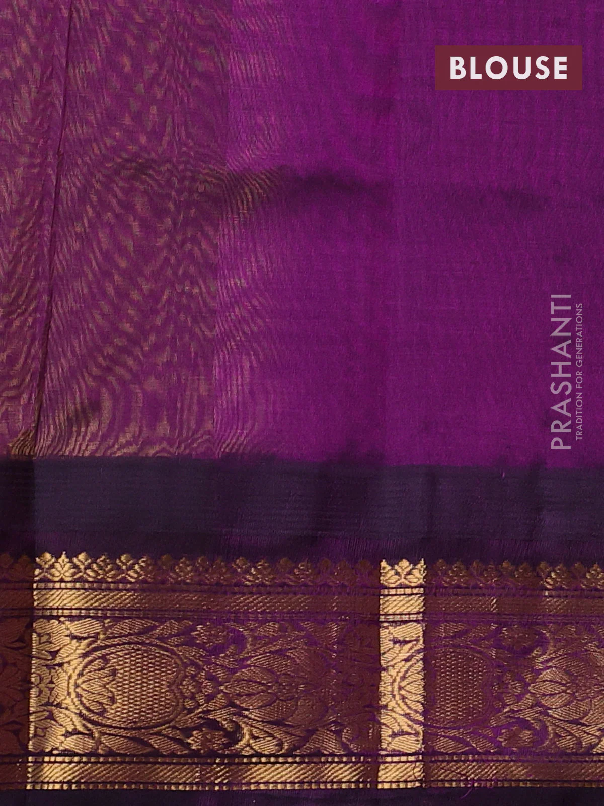 Kuppadam silk cotton saree lime yellow and deep purple with allover vairosi pattern & buttas and temple design zari woven border - Image 3