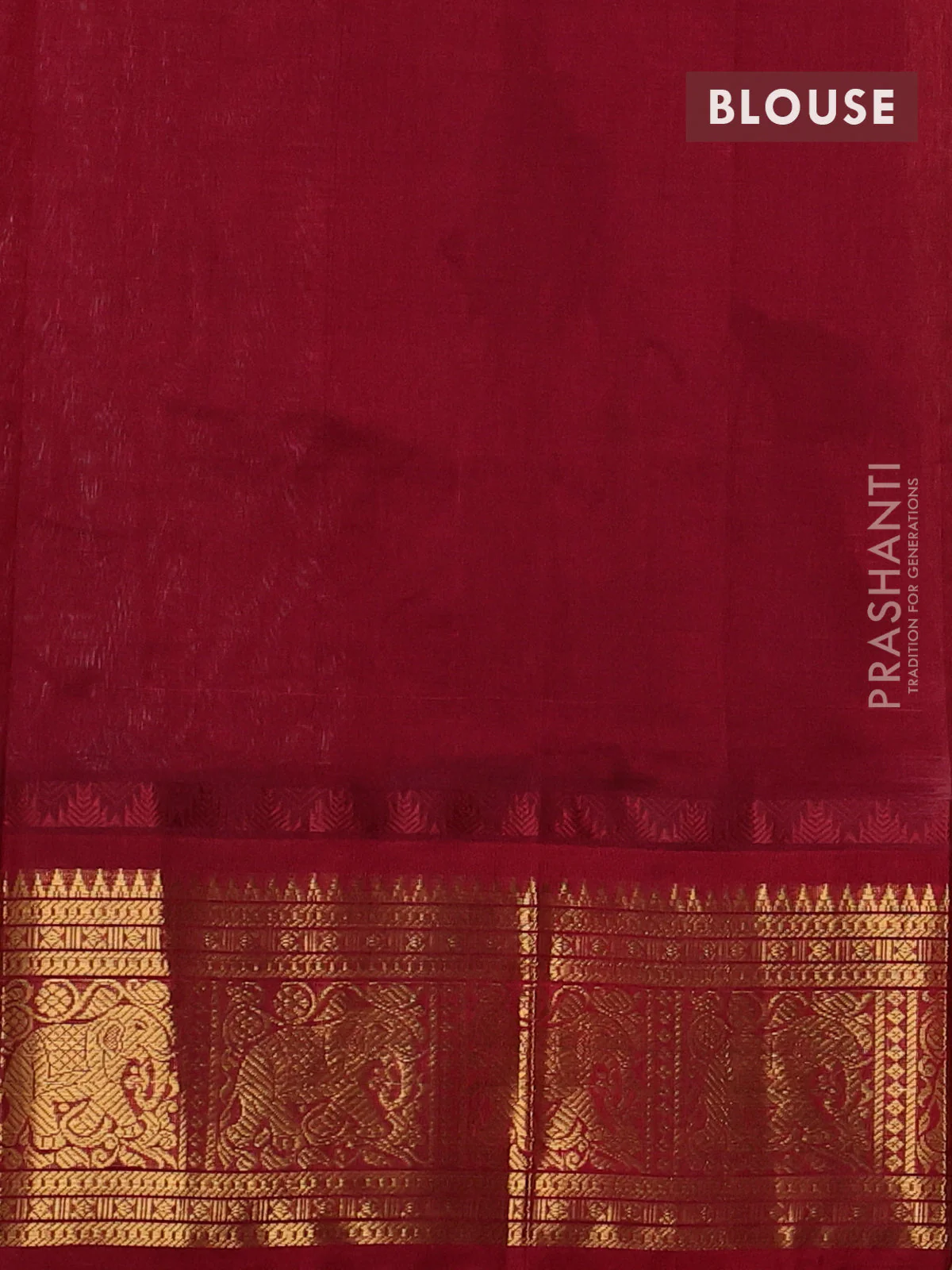 Kuppadam silk cotton saree off white and maroon with allover laksha deepam pattern and temple design elephant zari woven border - Image 3